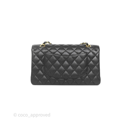 Chanel Classic M/L Medium Double Flap Black Caviar Gold Hardware