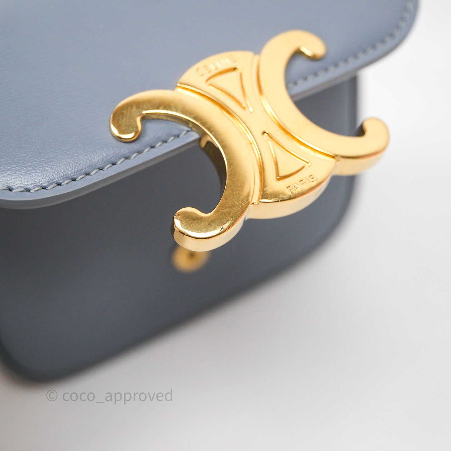 Celine Mini Triomphe Shiny Calfskin Blue Grey