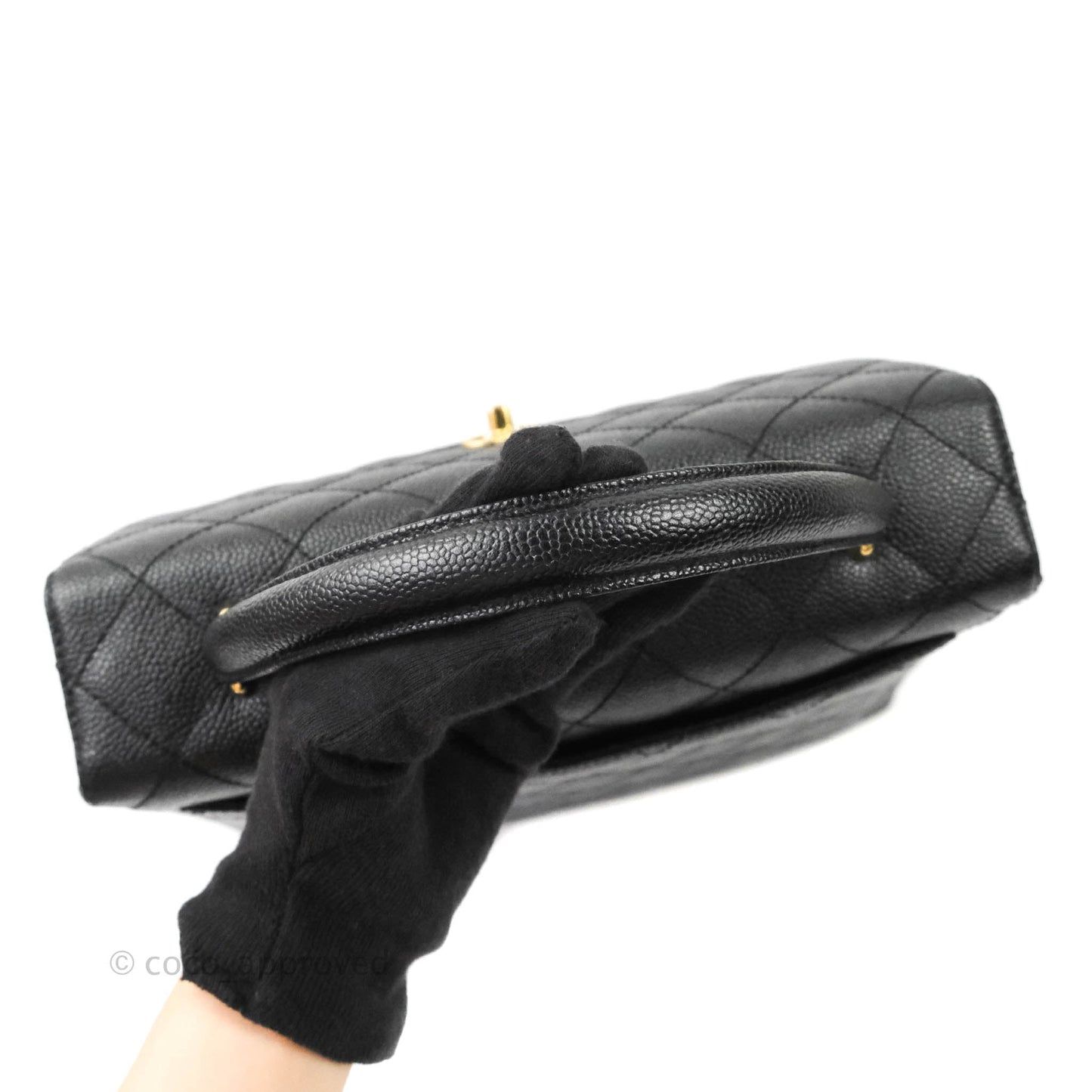 Chanel Kelly Quilted Flap Tote Black Caviar 24K Gold Hardware
