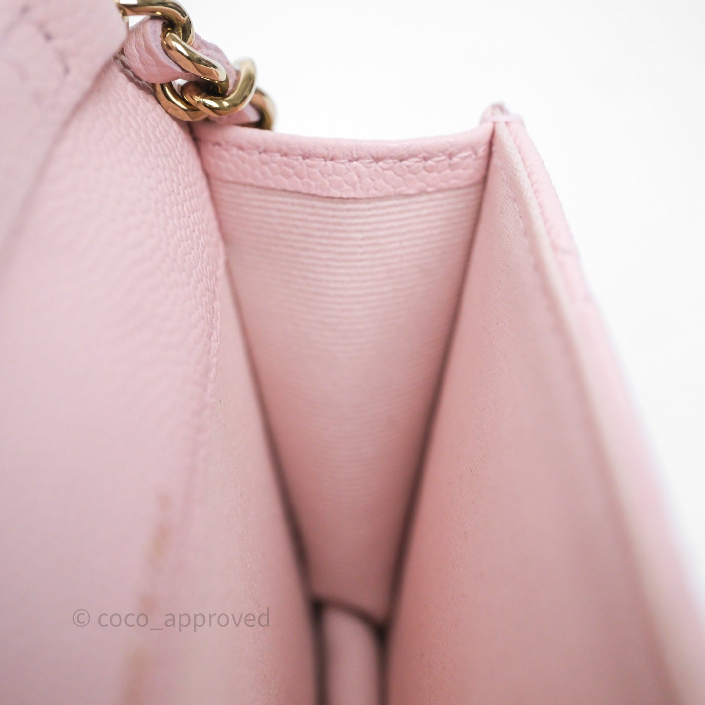Chanel Mini Clutch With Chain Light Pink Caviar Gold Hardware