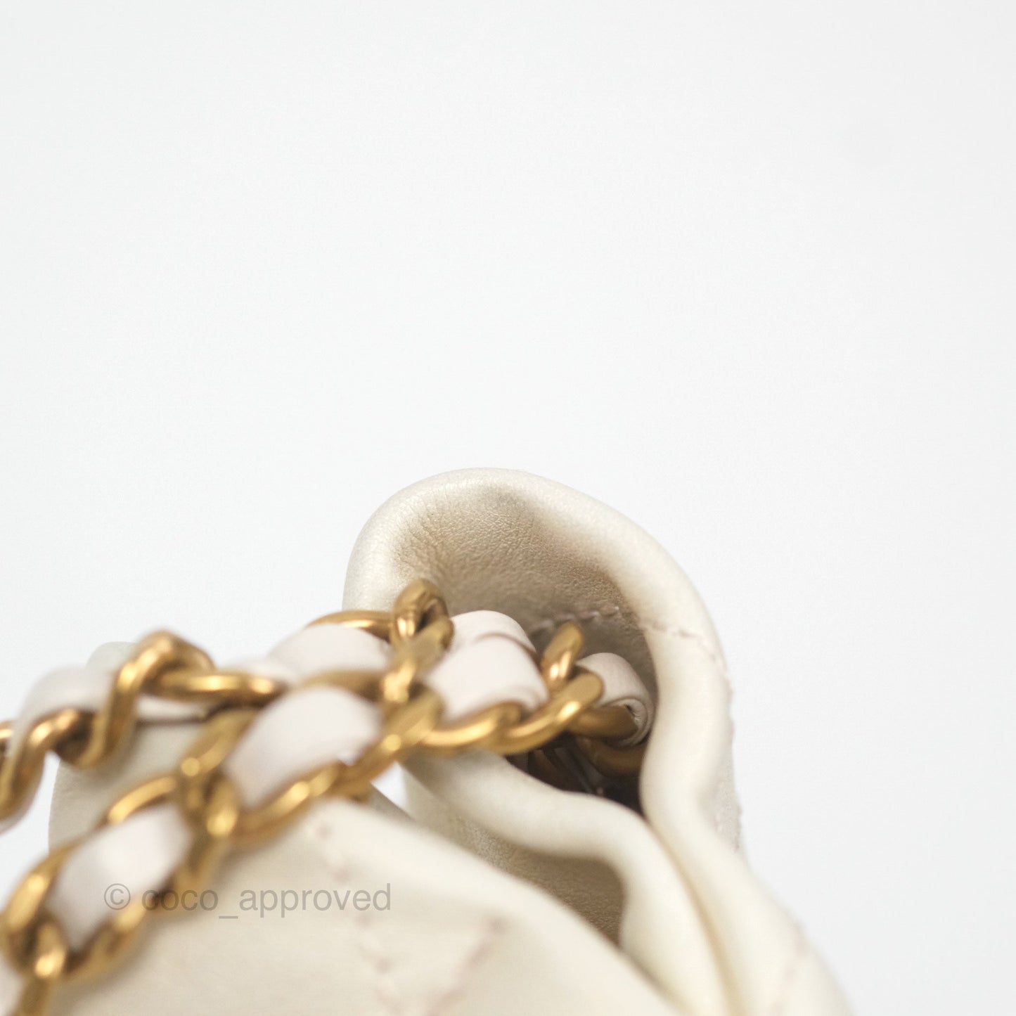 Chanel 22 Mini Bag Iridescent Light Pearly Calfskin Aged Gold Hardware