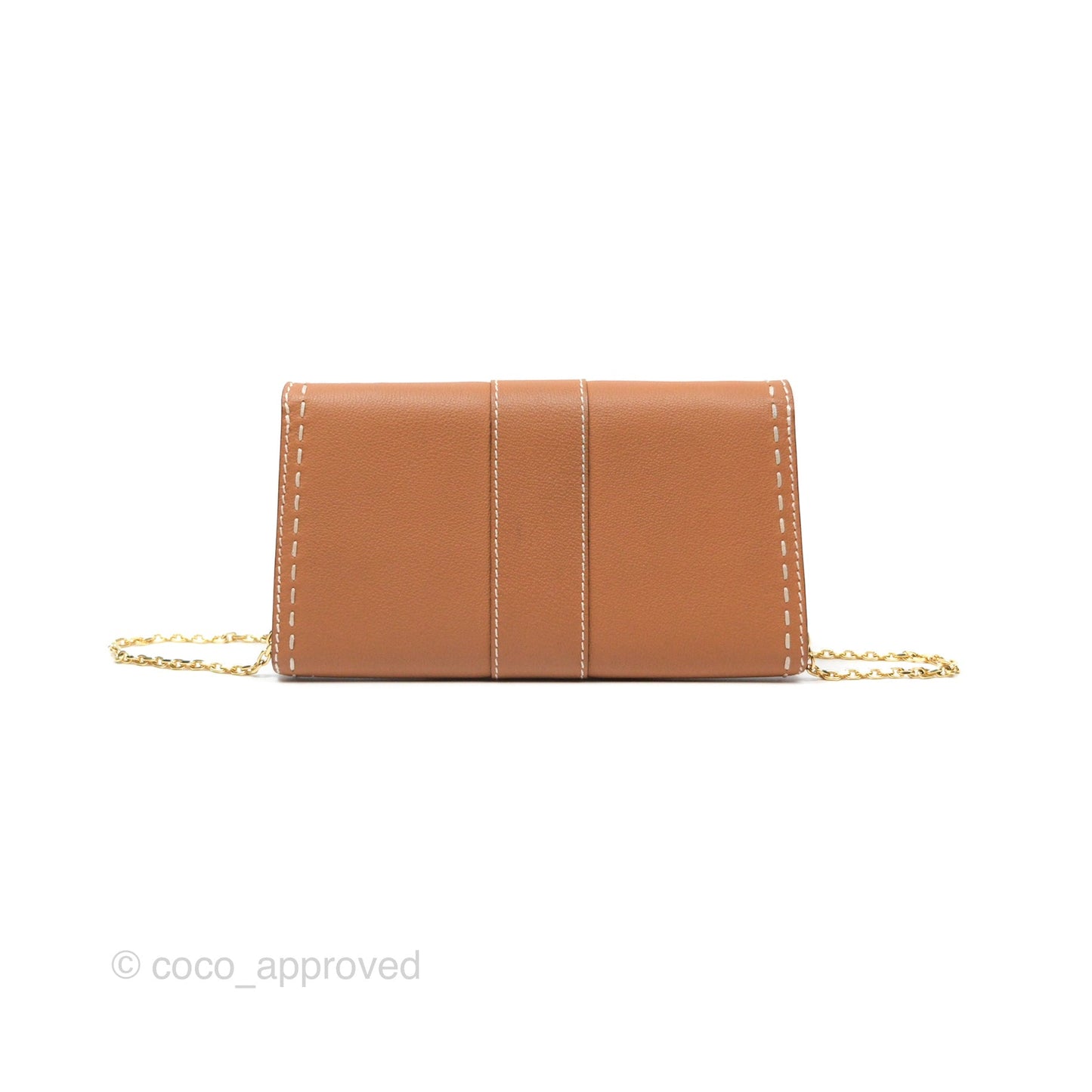 Delvaux Brillant Long Wallet Chain Surpiqué Vegetal Ivory Rodeo Calf