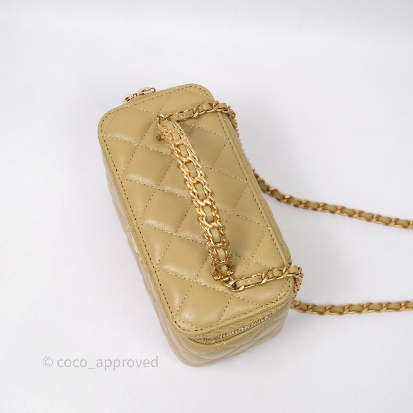 Chanel Top Handle Vanity with Chain Olive Green Lambskin Aged Gold Hardware
