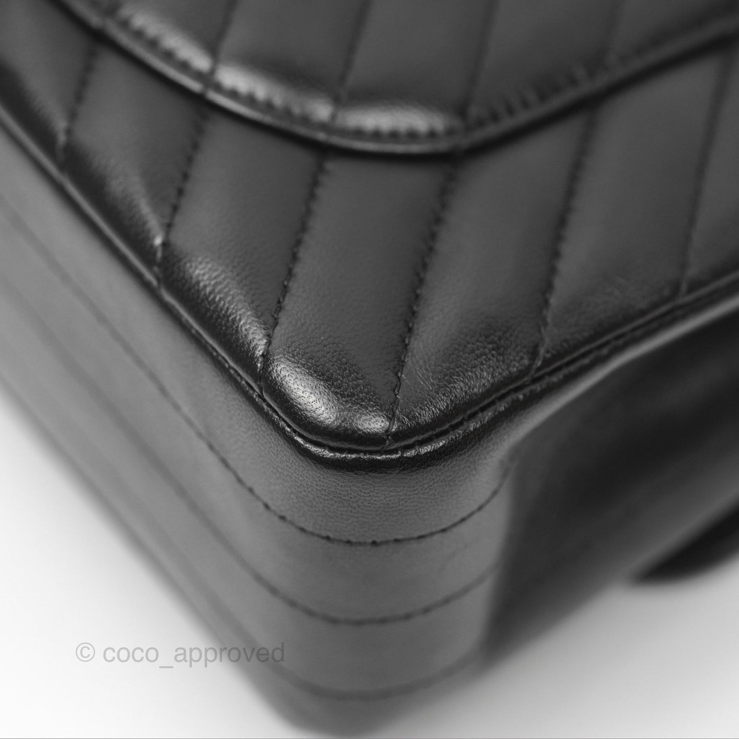 Chanel Small Classic Chevron Flap Black Lambskin Silver Hardware