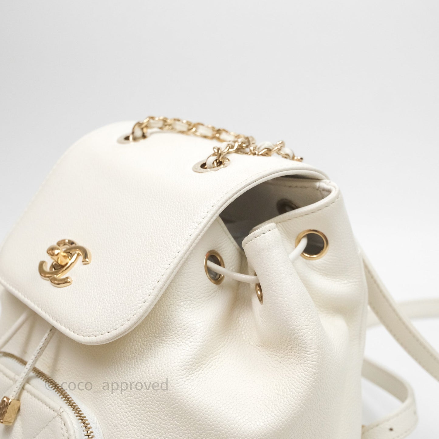 Chanel Quilted Business Affinity Backpack Ivory White Caviar Gold Hardware