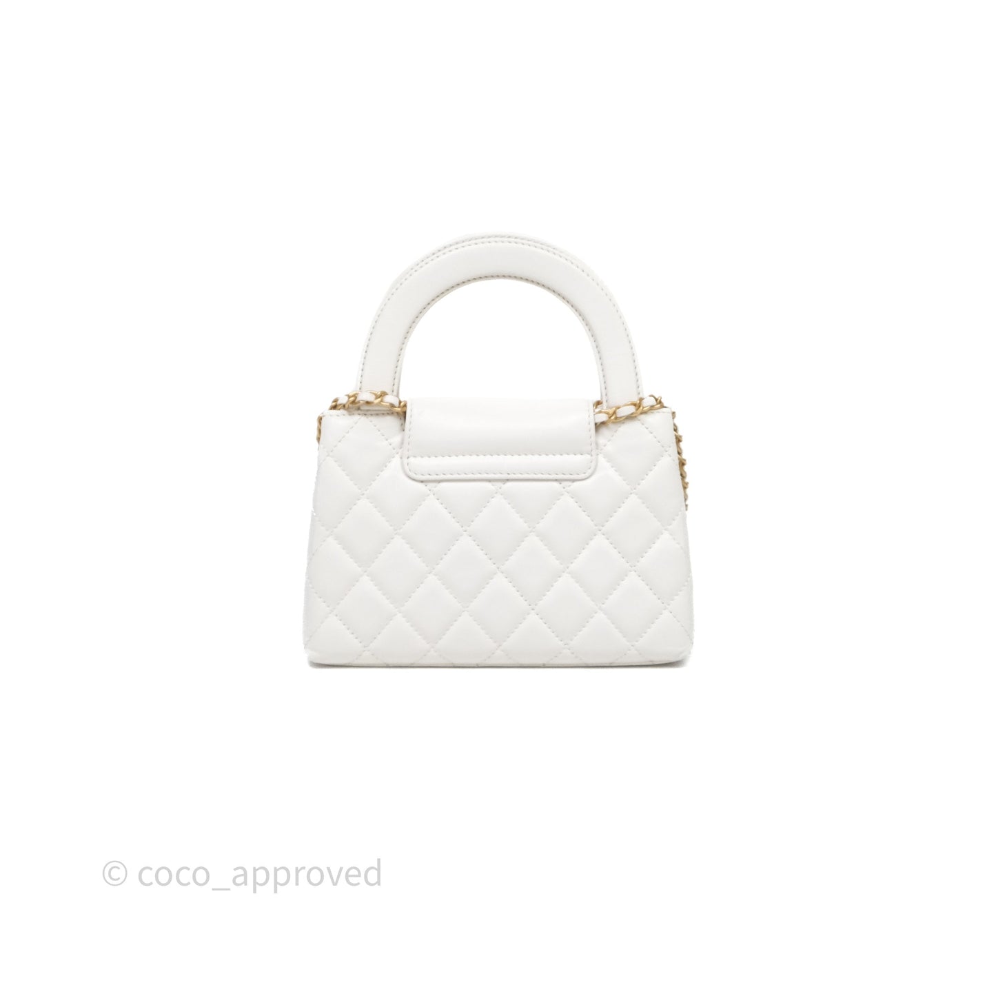 Chanel Kelly Bag Quilted White Lambskin Aged Gold Hardware
