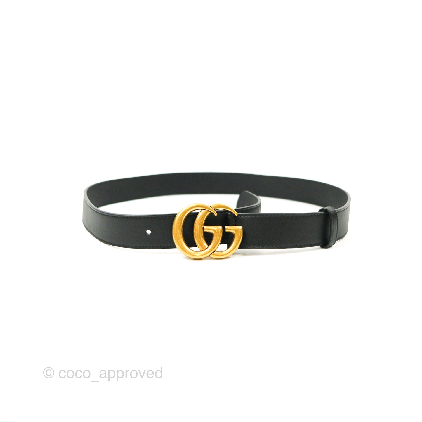 Gucci Double GG 20mm Belt Black Calfskin 85 34