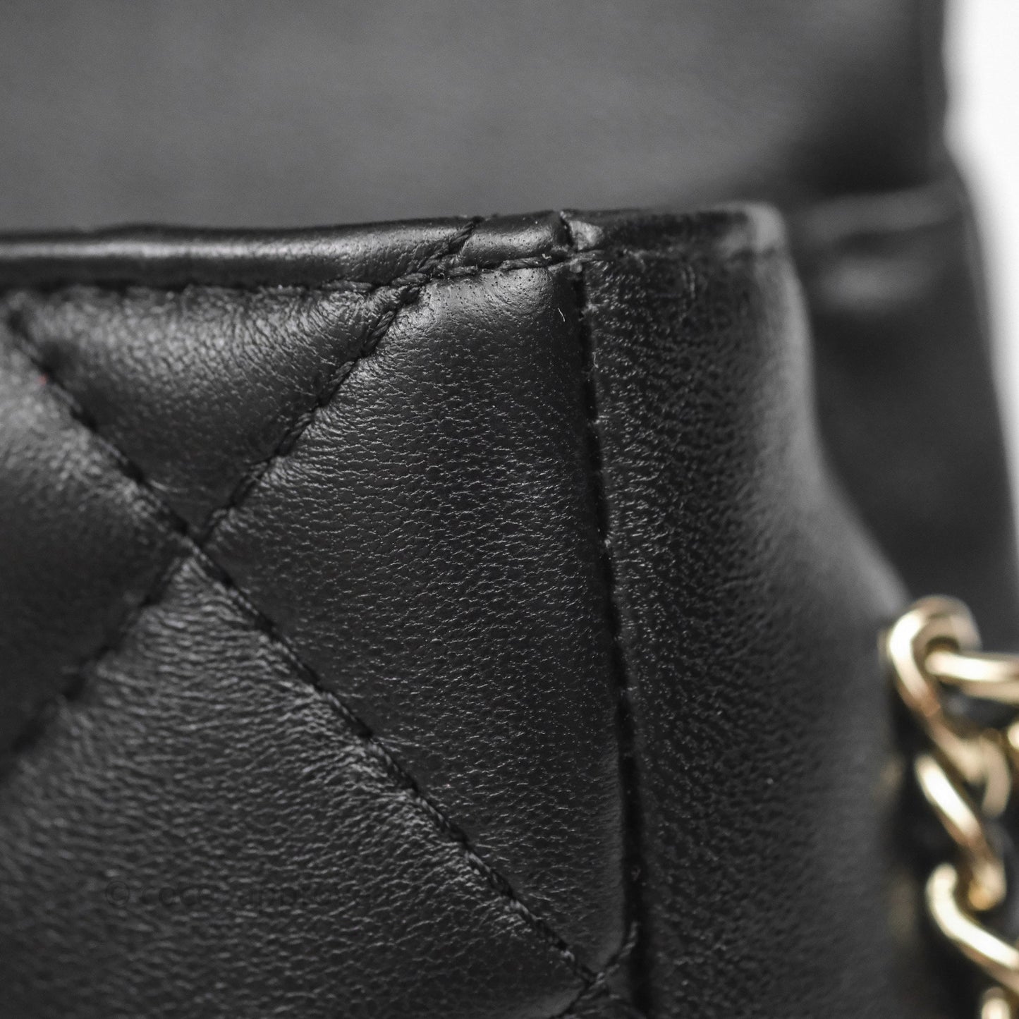 Chanel Logo Pearl Chain Flap Bag Black Lambskin Gold Hardware
