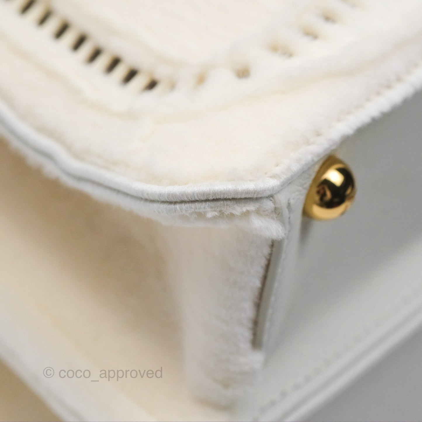 Fendi Peekaboo Medium Mink Fur White Gold Hardware