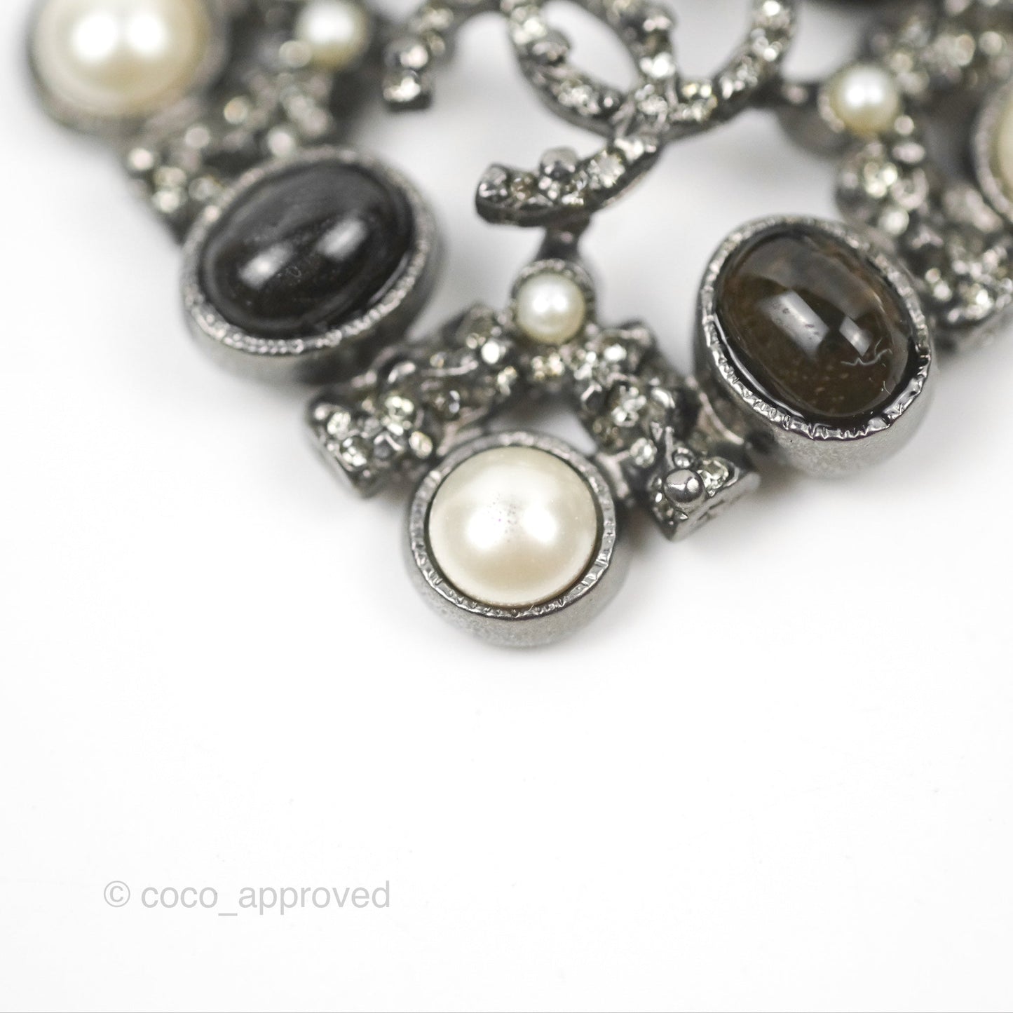 Chanel CC Square Pendant Necklace Gun Metal 14P