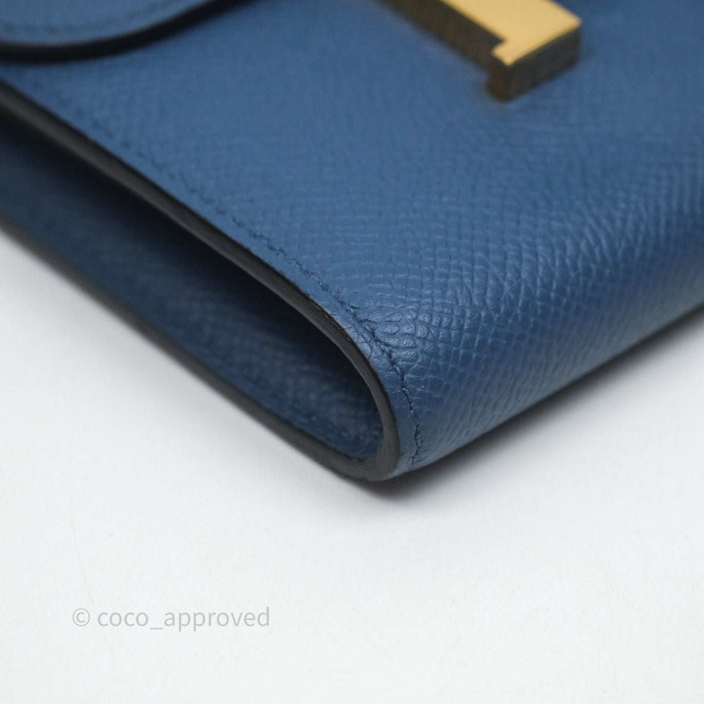Hermès Constance Short Wallet Bleu Agate R2 Epsom Gold Hardware