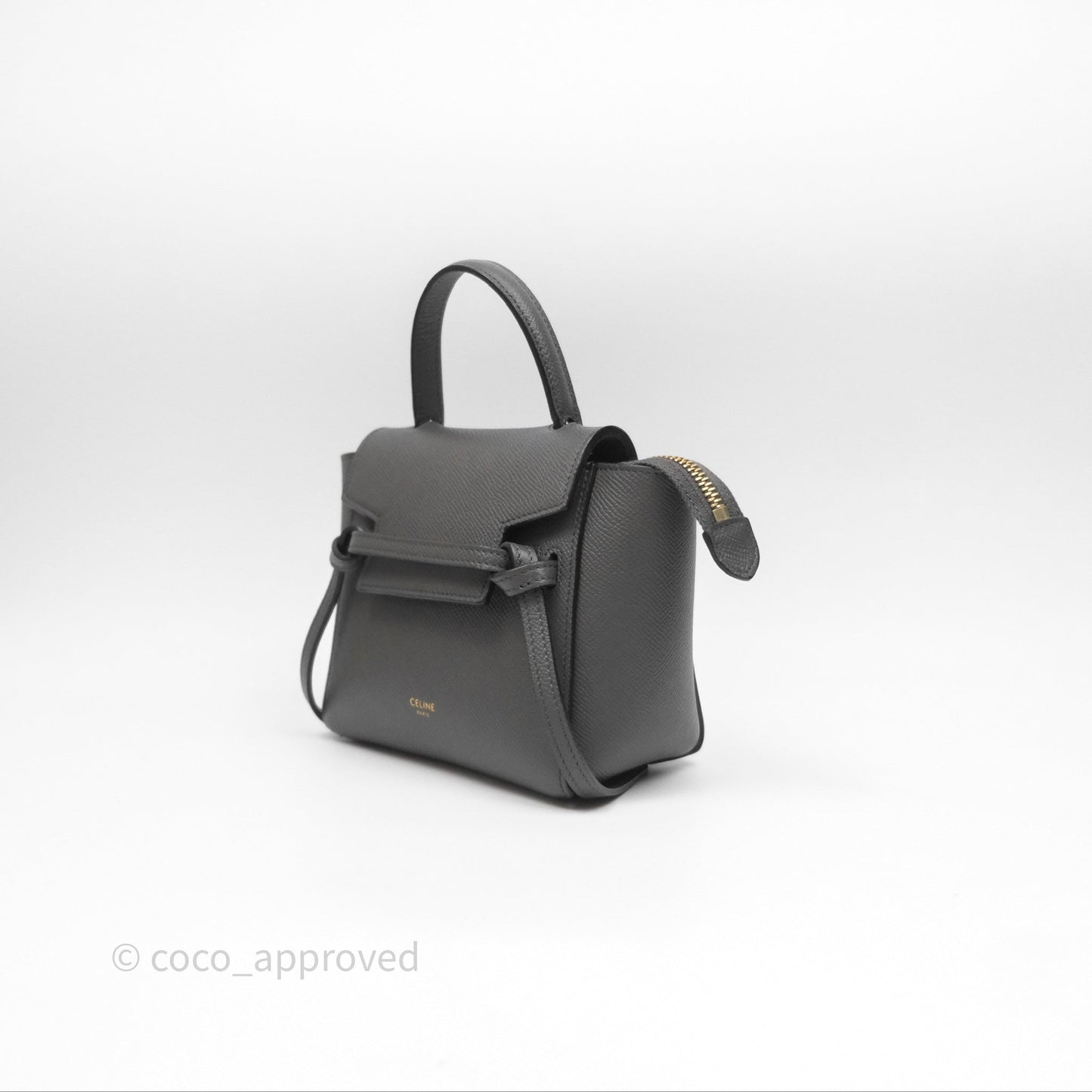 Celine Pico Belt Bag Grey Grained Calfskin Gold Hardware