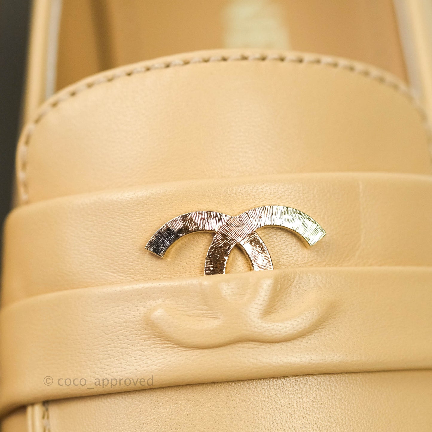 Chanel CC Beige Loafers Size 38