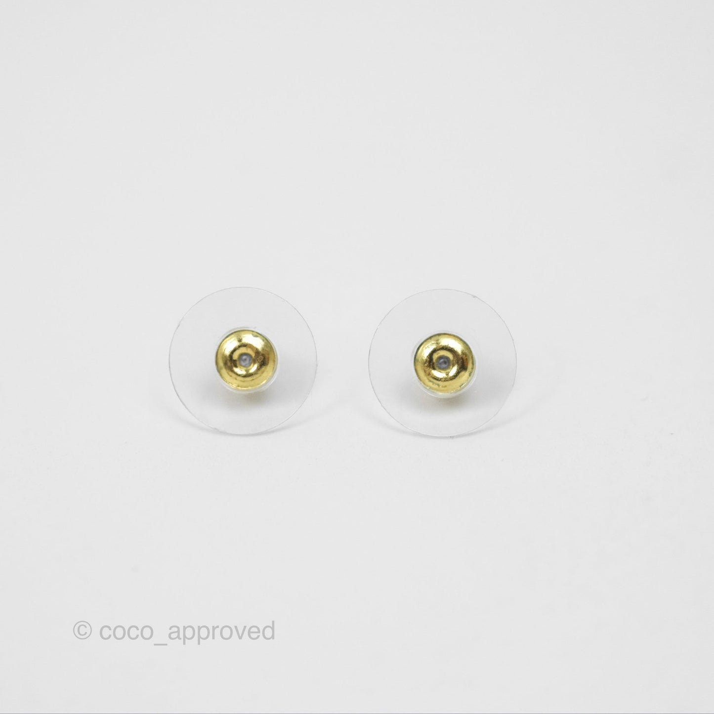 Chanel CC Navy Heart Drop Hoop Earrings Gold Tone 24P