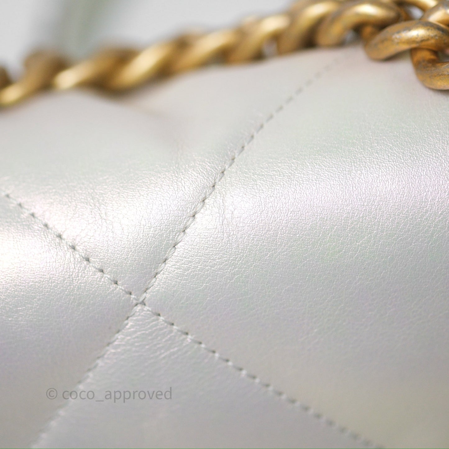 Chanel 19 Small Iridescent White Mixed Hardware