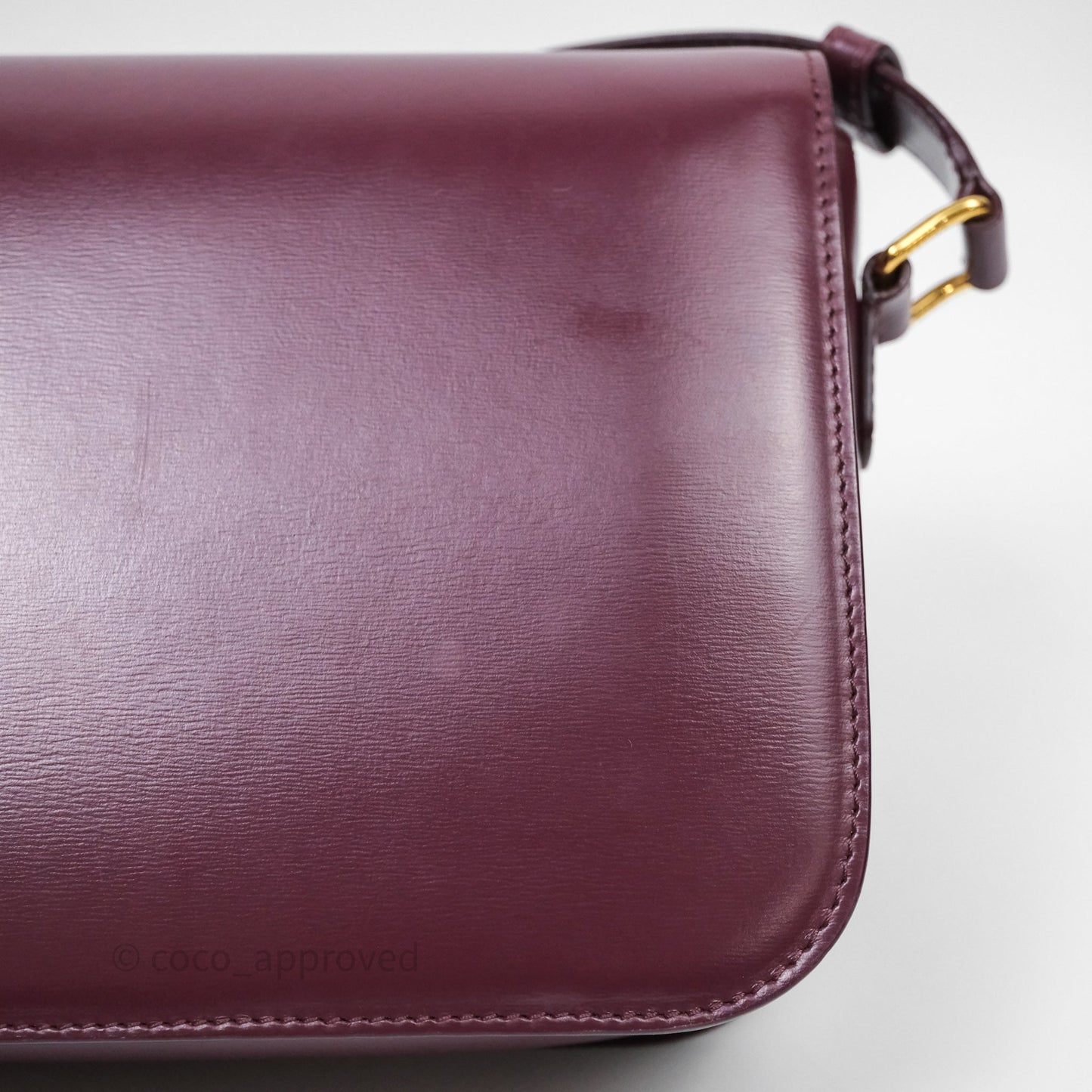 Celine Medium Triomphe Acai Burgundy Shiny Calfskin Gold Hardware