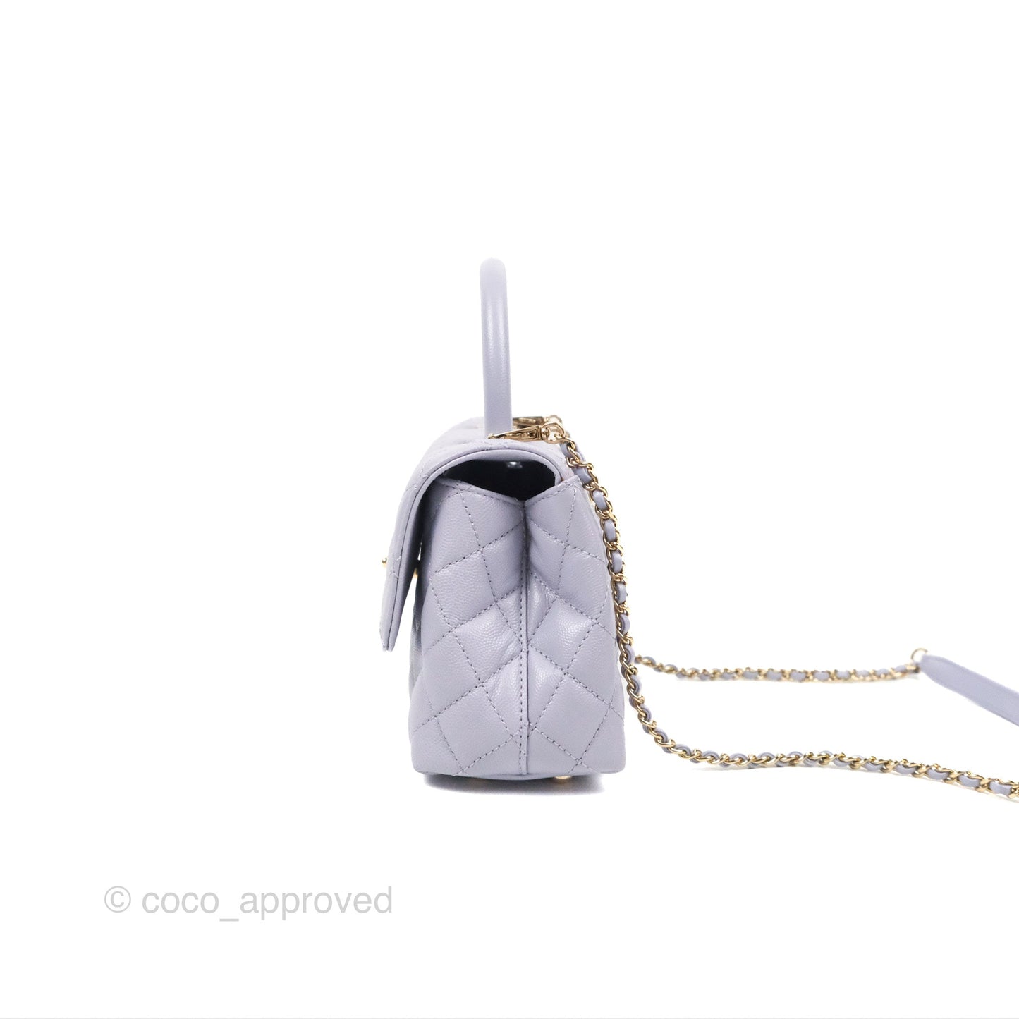 Chanel Small Coco Handle Quilted Lilac Caviar Gold Hardware