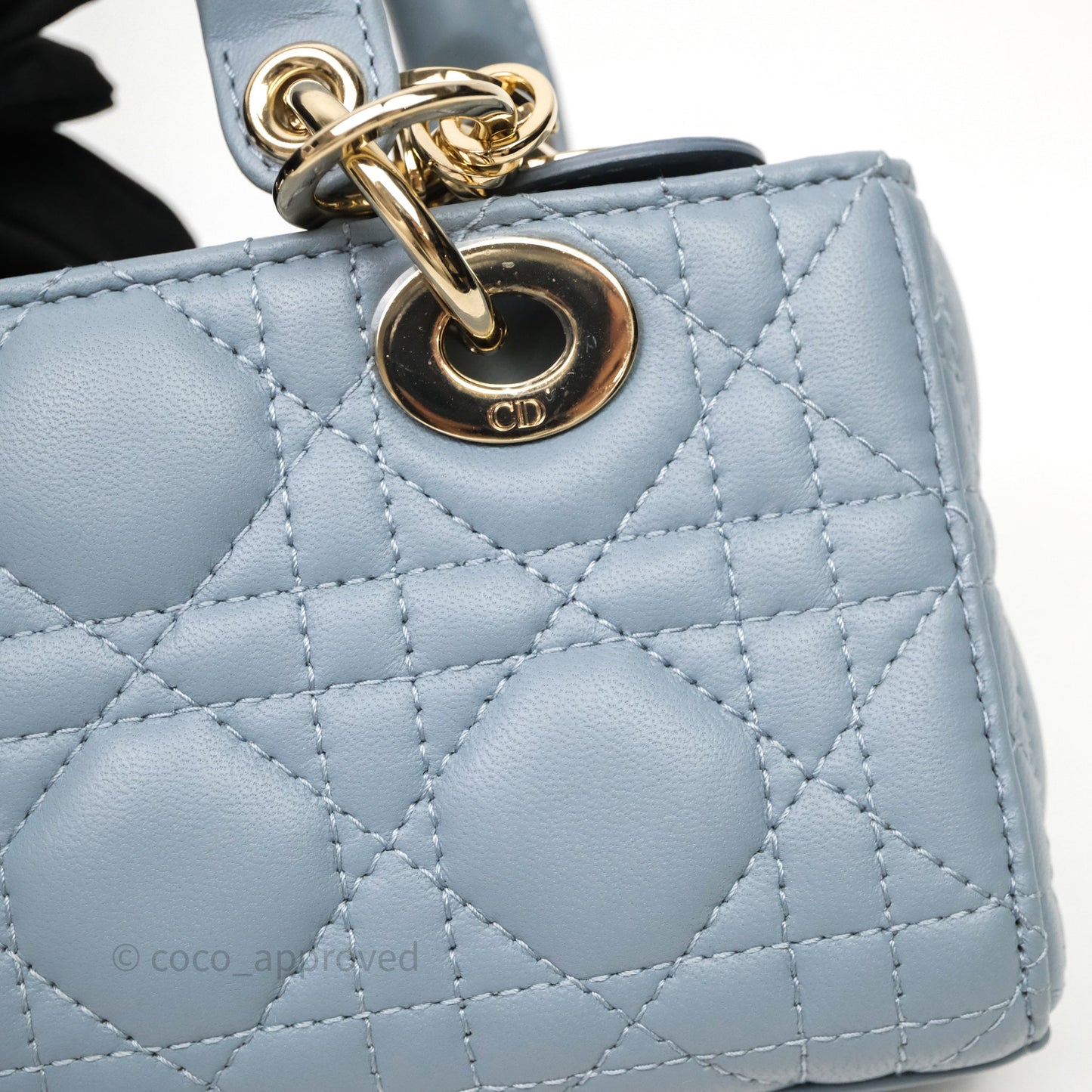 Christian Dior Micro Lady D-Joy Bag Blue Cannage Lambskin Light Gold Hardware