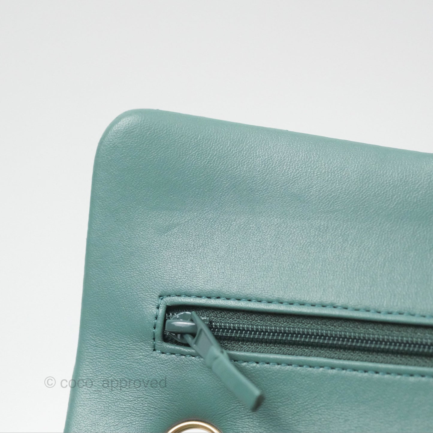Chanel Small Quilted Classic Flap Dark Tiffany Green Lambskin Gold Hardware