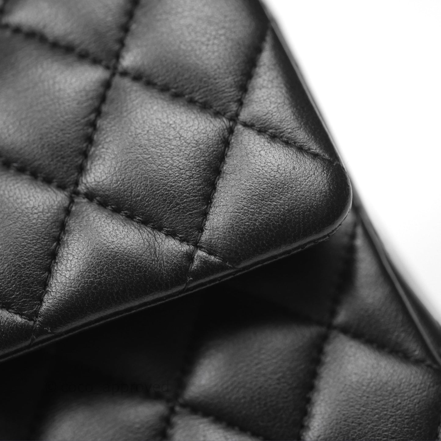 Chanel Classic M/L Medium Flap Quilted Black Lambskin Silver Hardware