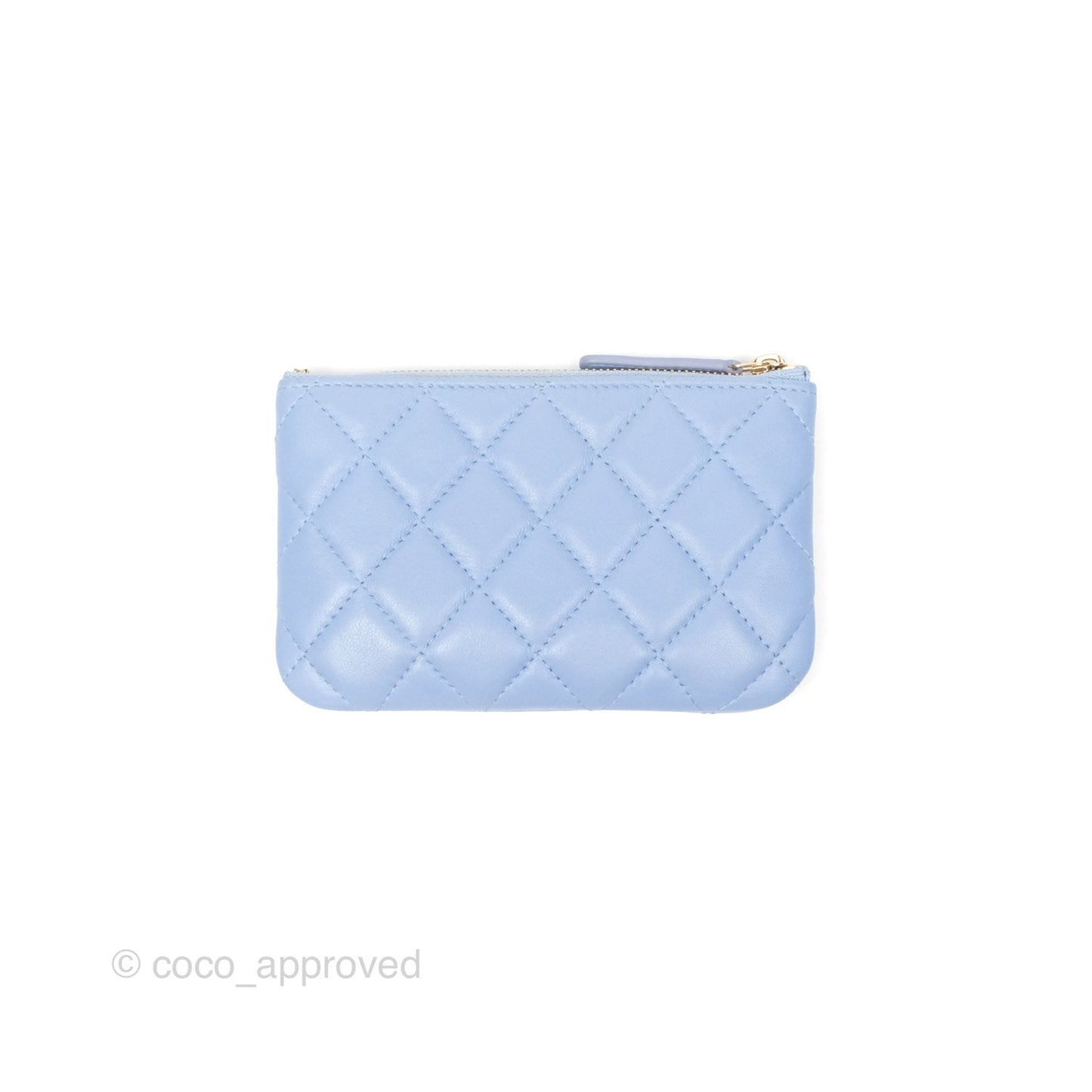 Chanel Quilted Mini O Case Blue Lambskin Gold Hardware