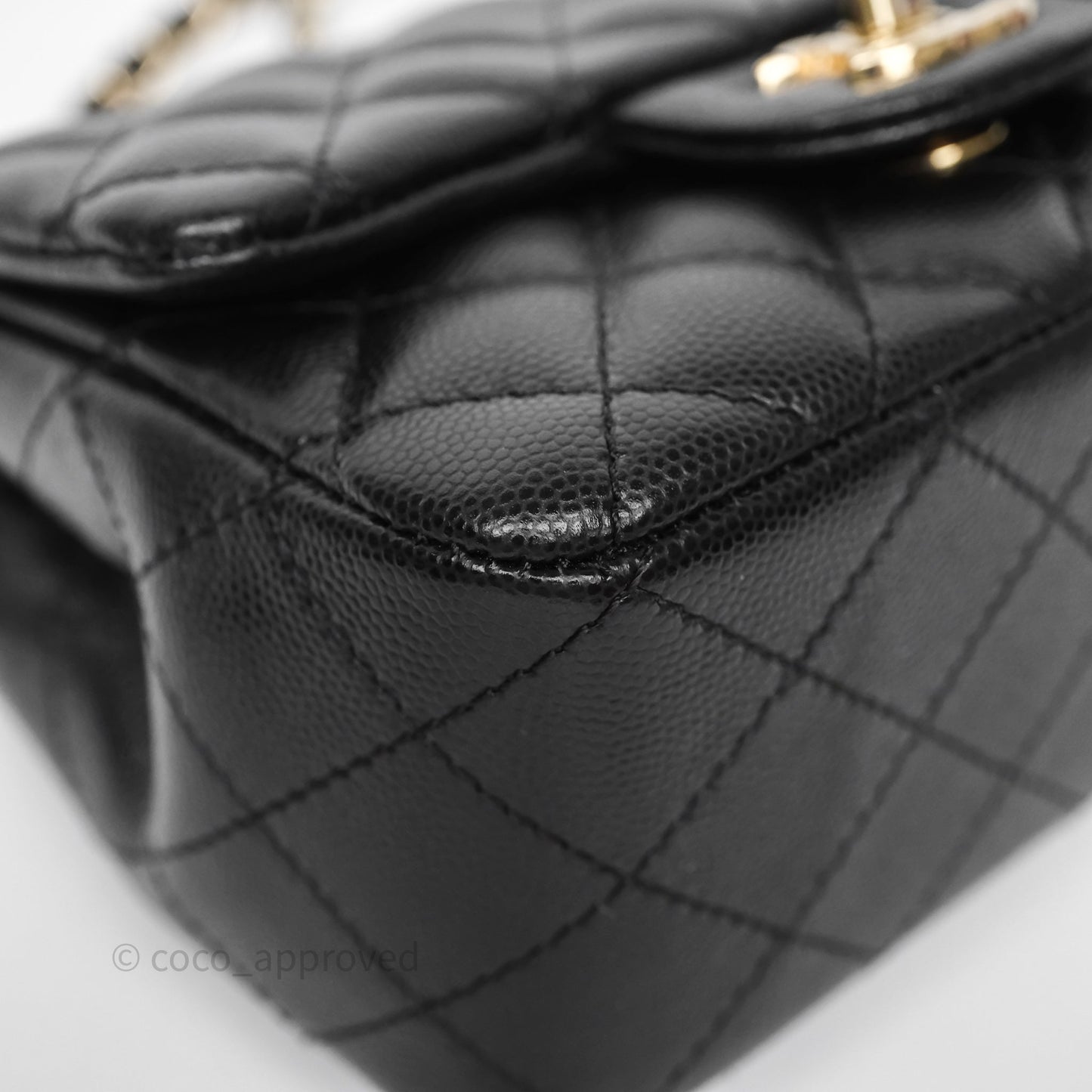 Chanel Mini Square Black Caviar Gold Hardware