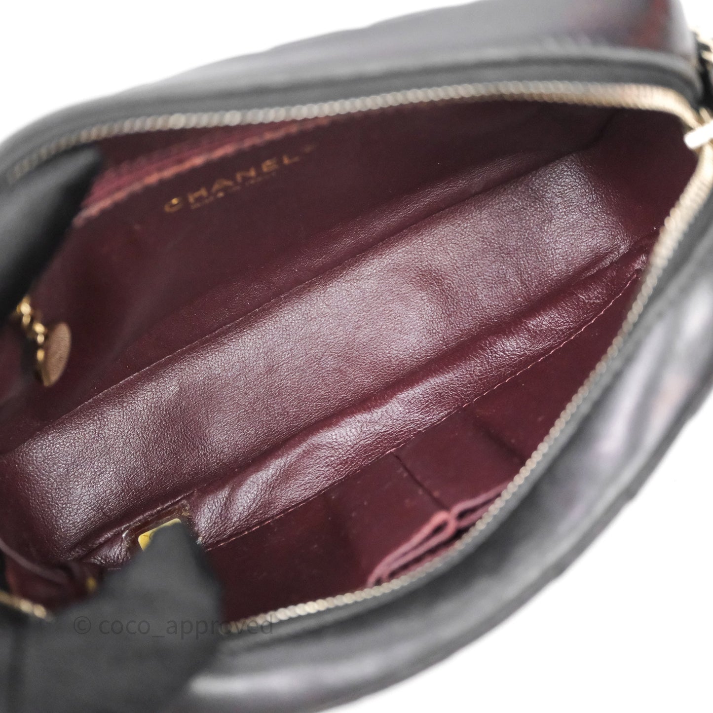 Chanel Chevron Camera Bag Black Lambskin Gold Hardware