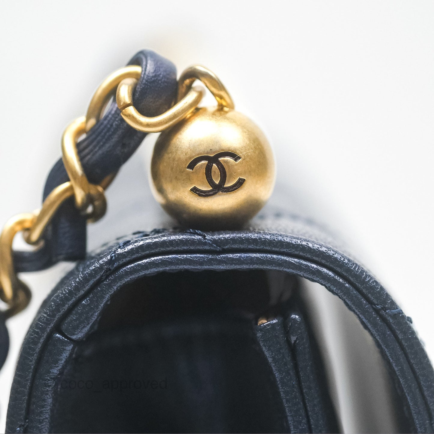 Chanel Small Quilted Chic Pearls Flap Iridescent Navy Goatskin Aged Gold Hardware