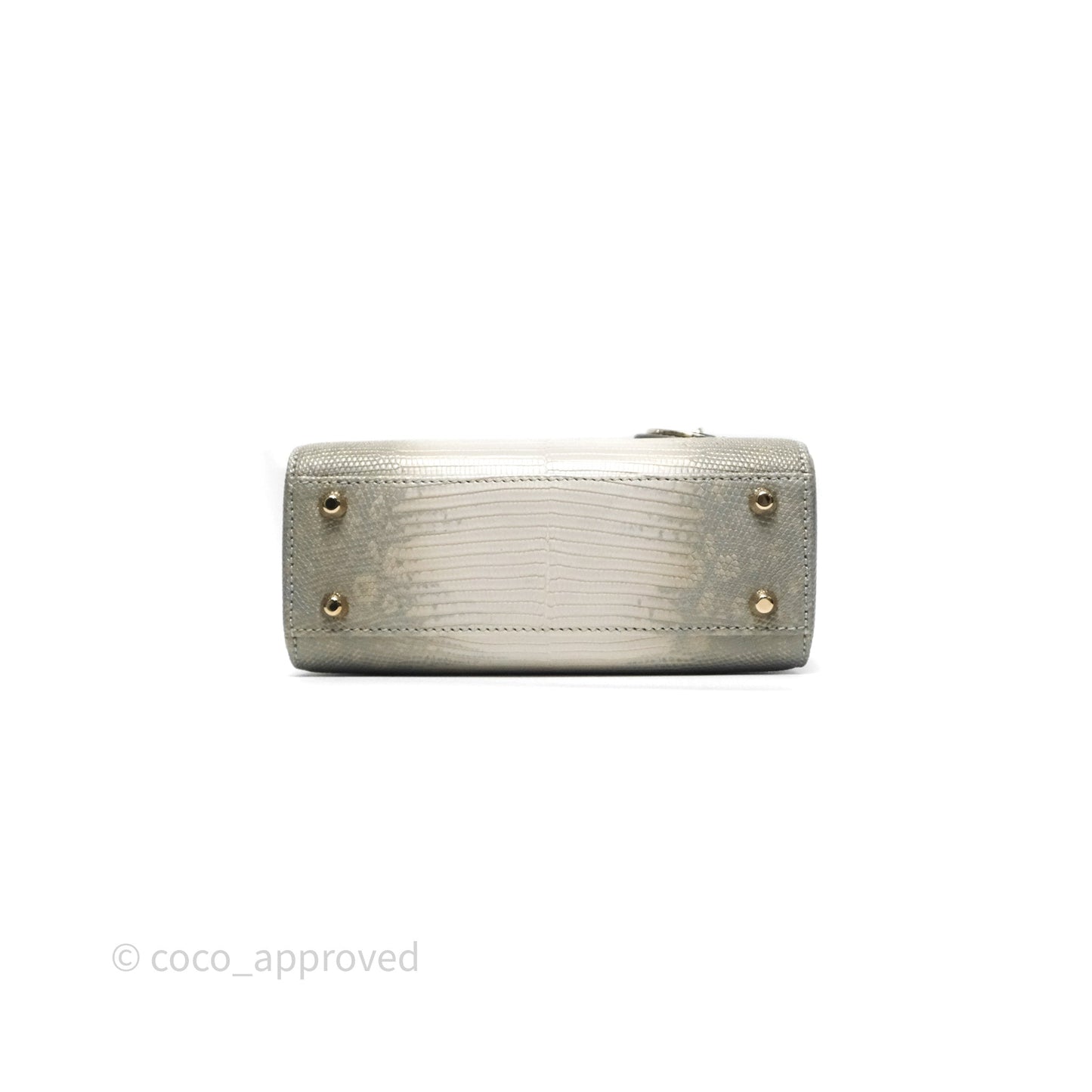 Dior Mini Lady Dior Ombre Grey White Lizard Gold Hardware