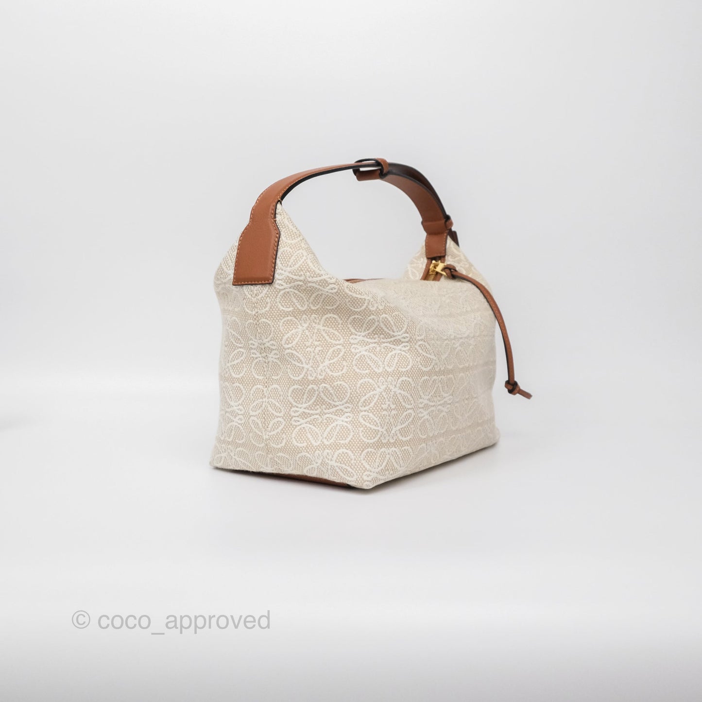 Loewe Medium Cubi Bag Anagram Jacquard & Calfskin Ecru/Tan