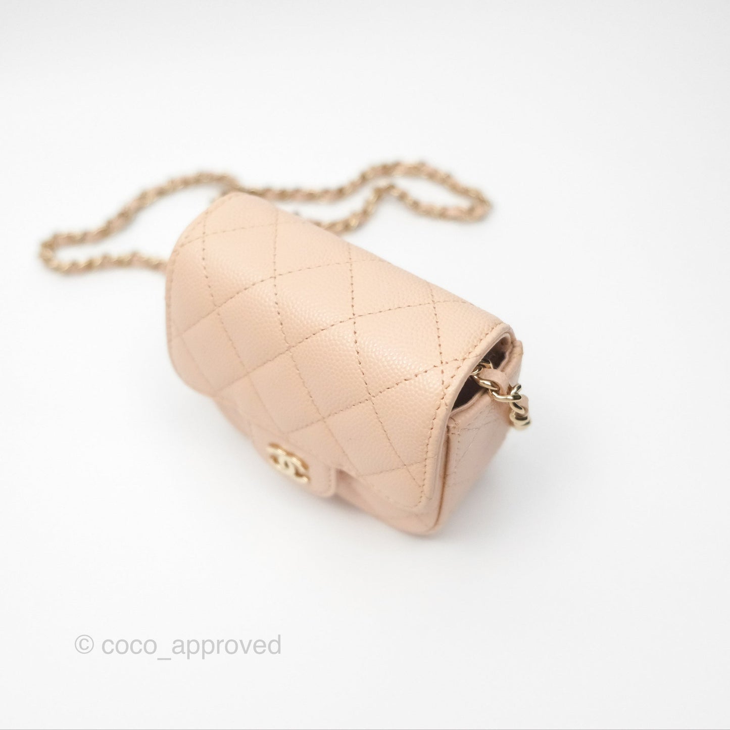 Chanel Mini Clutch With Chain Light Pink Caviar Gold Hardware