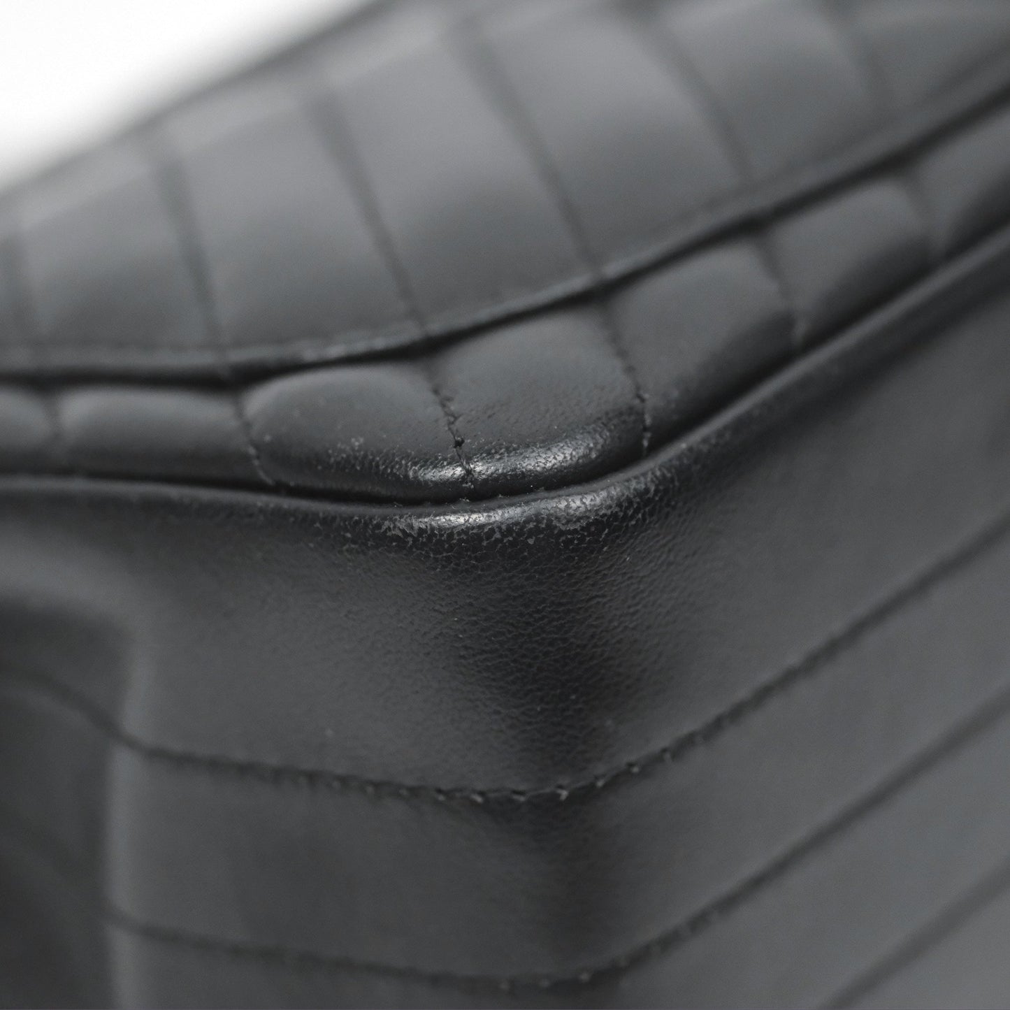 Chanel Mini Square Black Chevron Lambskin Silver Hardware