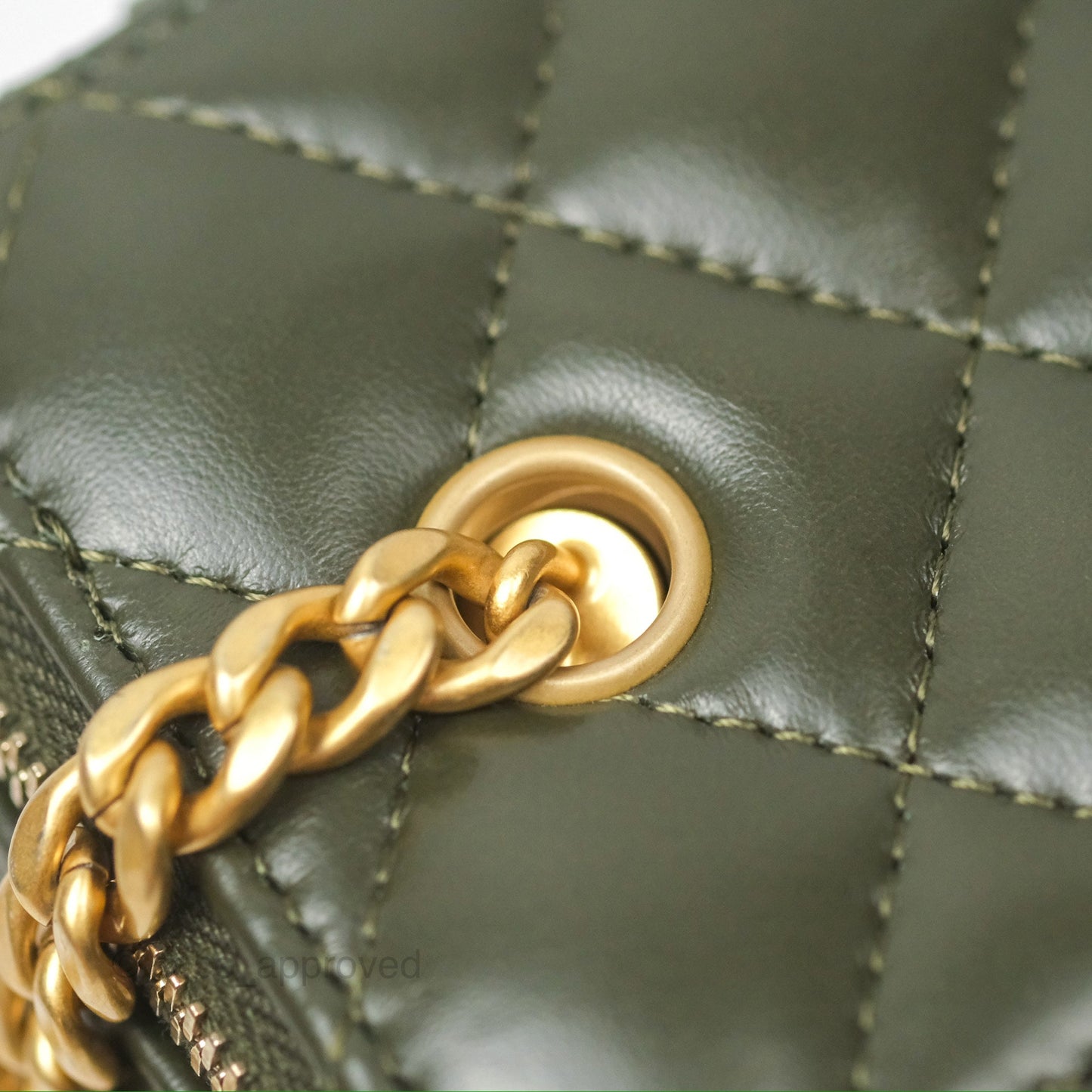 Chanel All Slide Vanity with Adjustable Chain Dark Olive Green Lambskin Aged Gold Hardware