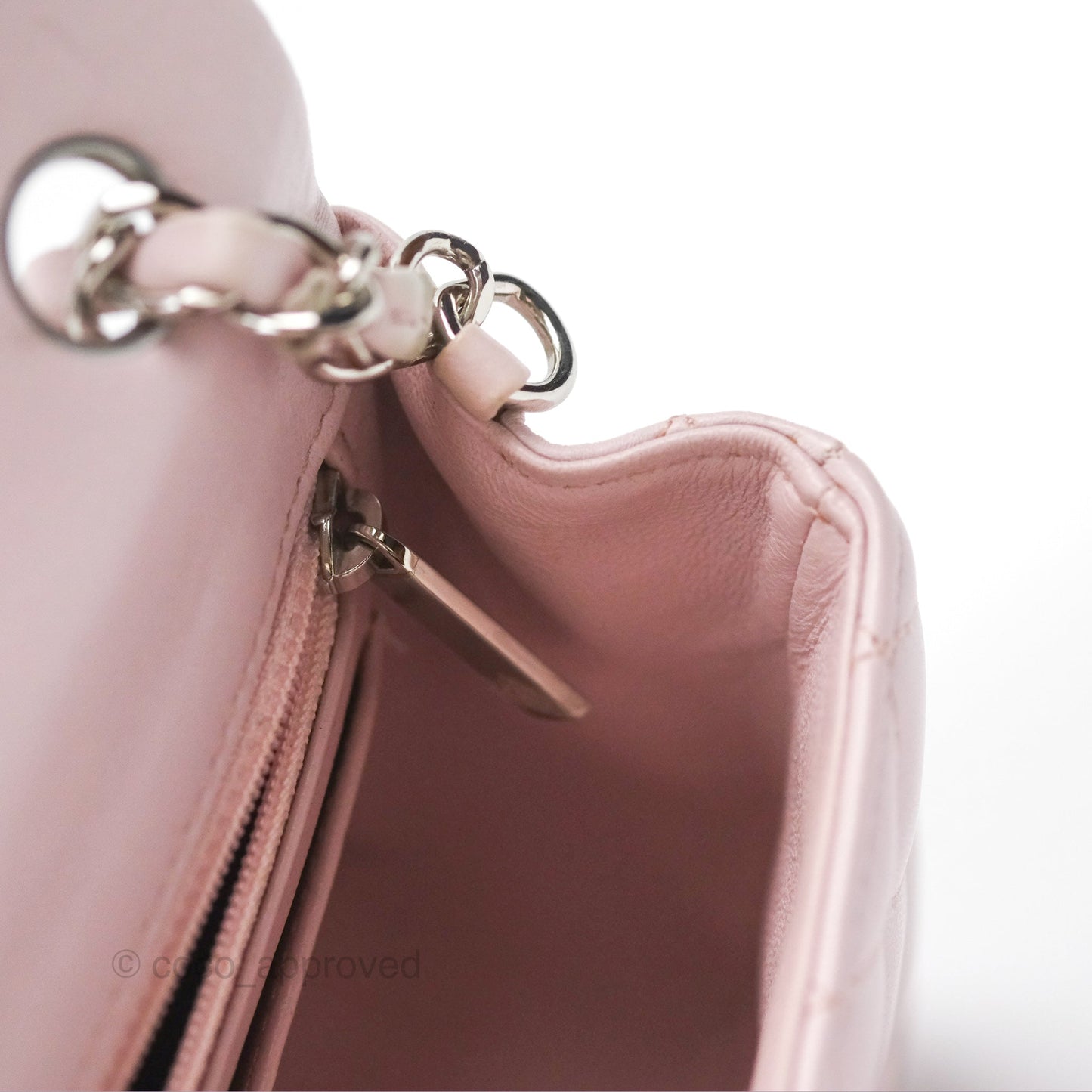 Chanel Quilted Mini Rectangular Light Pink Lambskin Silver Hardware