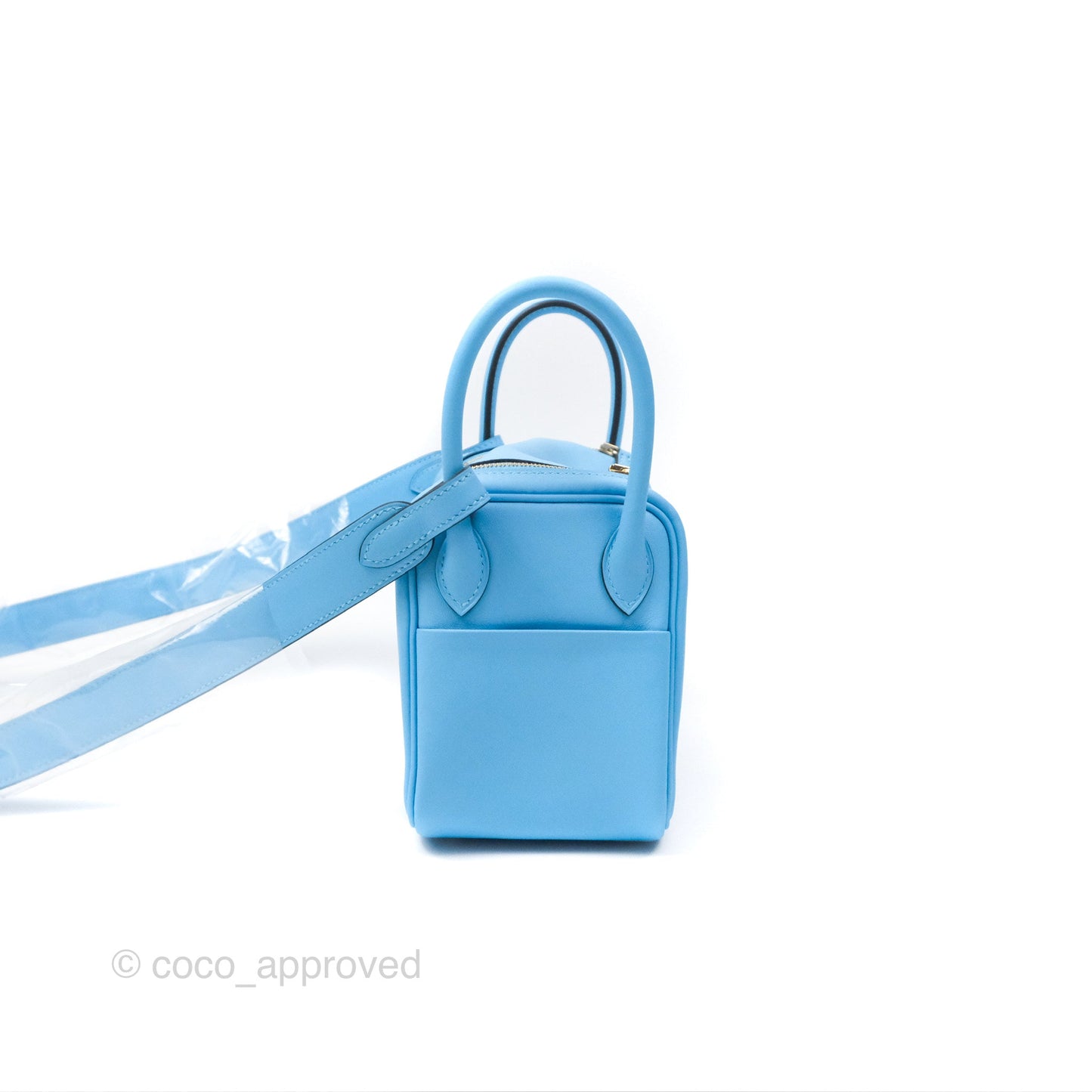 Hermès Mini Lindy 20 Celeste Swift Gold Hardware