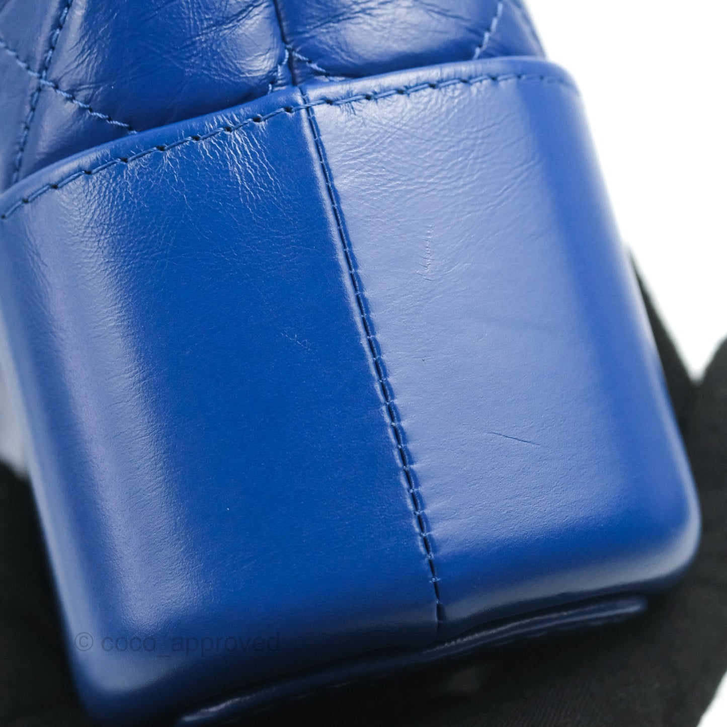 Chanel New Medium Gabrielle Blue Logo Handle Aged Calfskin Mixed Hardware