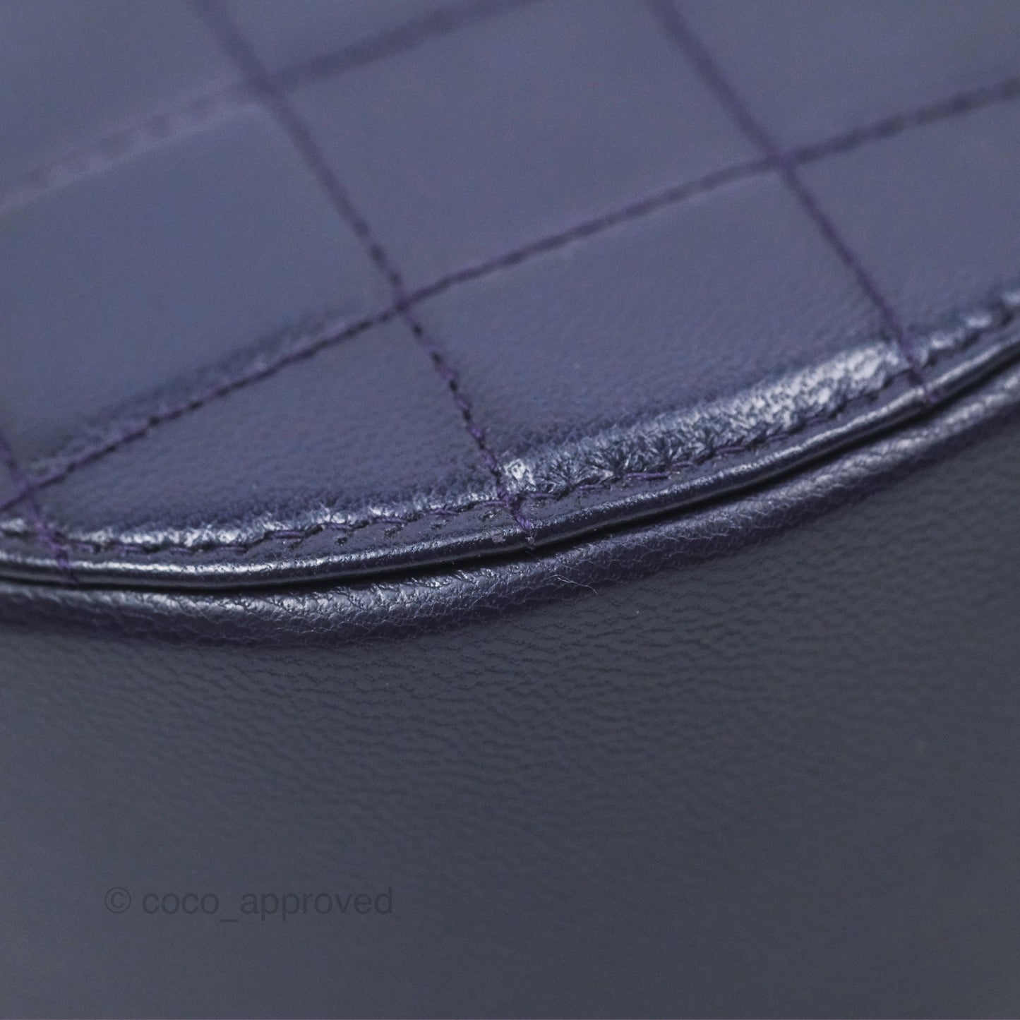 Chanel Quilted Round Clutch with Chain Dark Purple Calfskin Gold Hardware