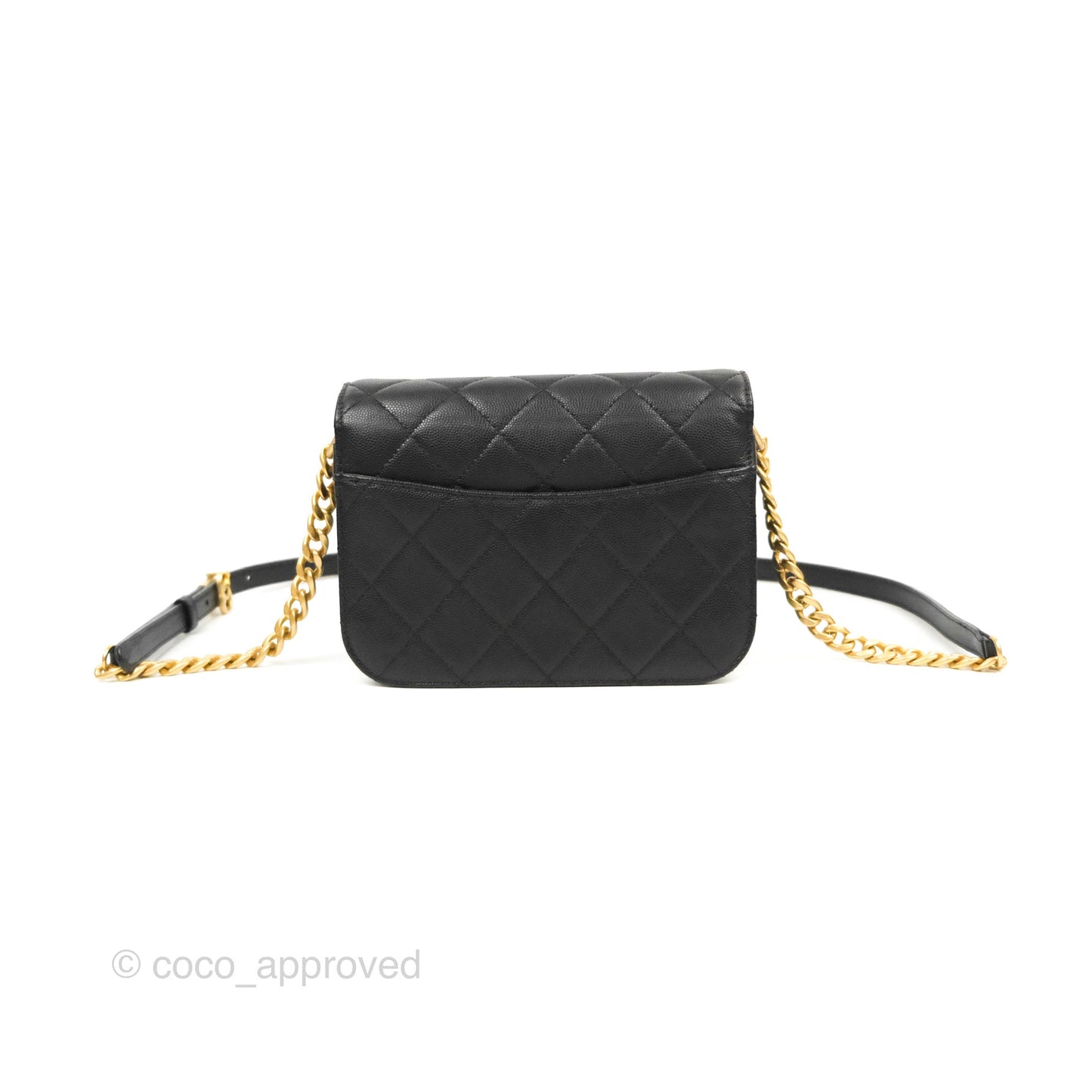 Chanel Mini Messenger Bag Black Caviar Aged Gold Hardware 21K