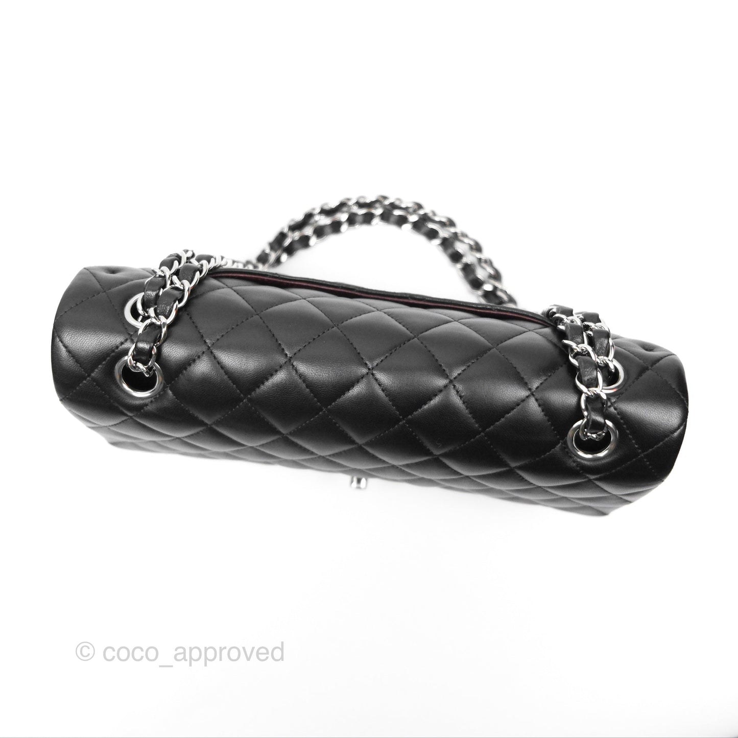 Chanel M/L Medium Classic Flap Quilted Black Lambskin Silver Hardware