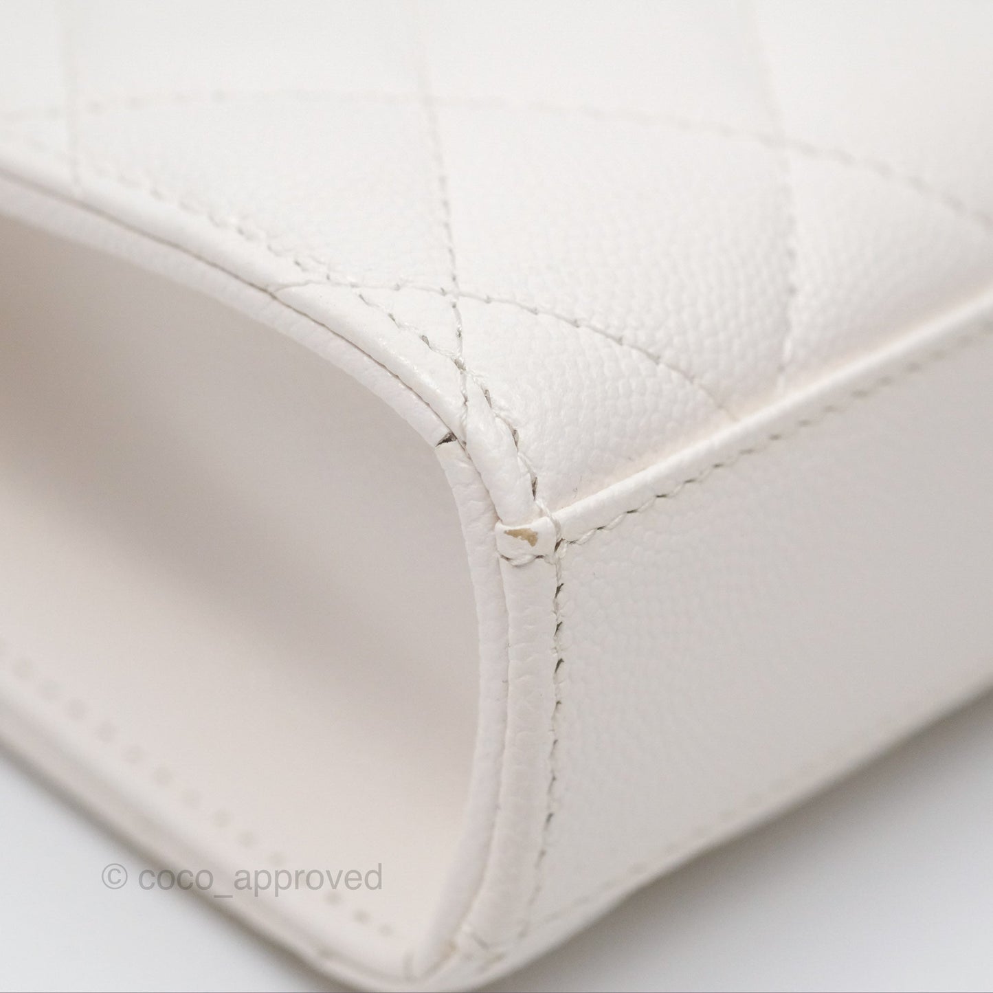 Chanel Classic Quilted Phone Holder White Caviar Gold Hardware