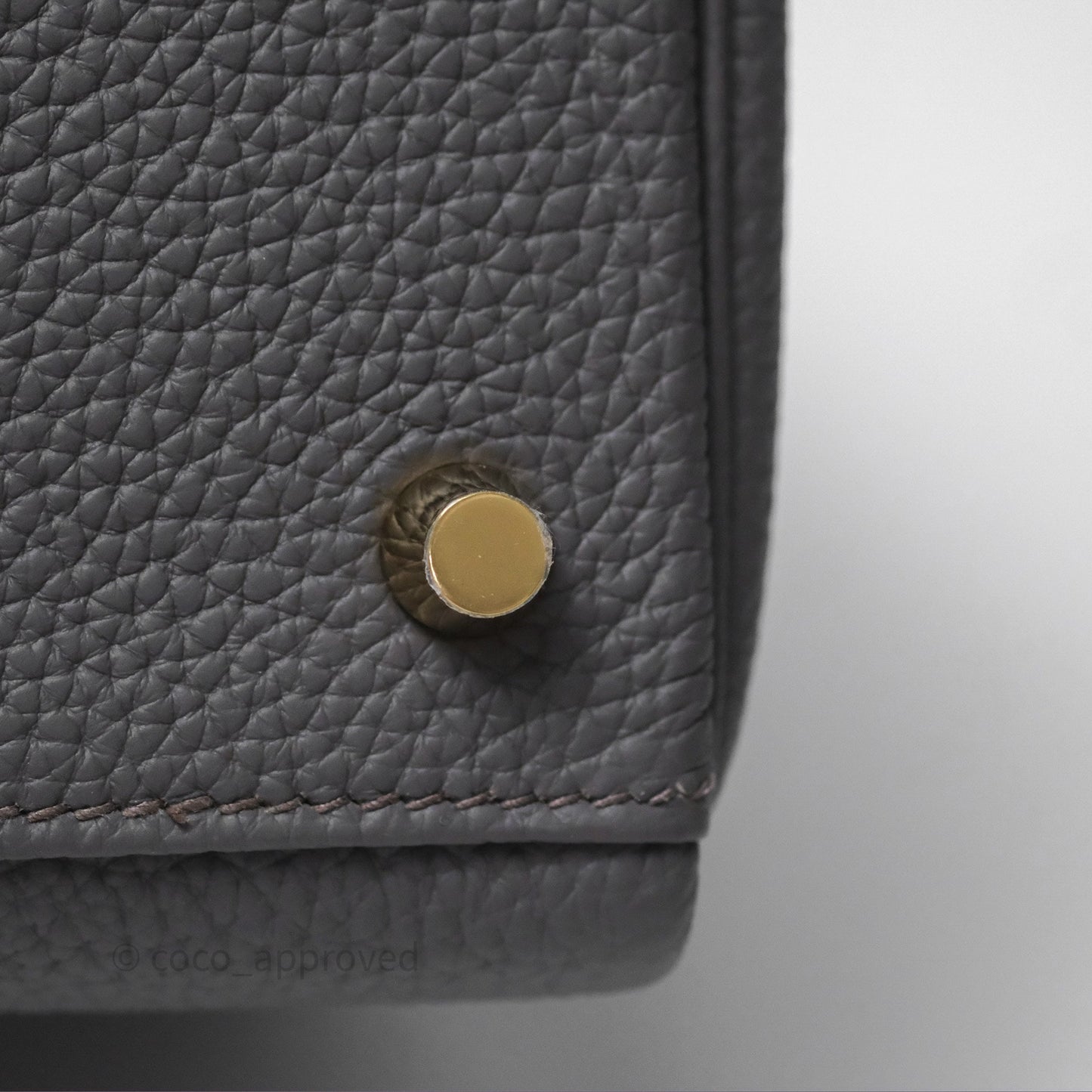 Hermès Kelly II 28 Retourne Etain 8F Togo Gold Hardware