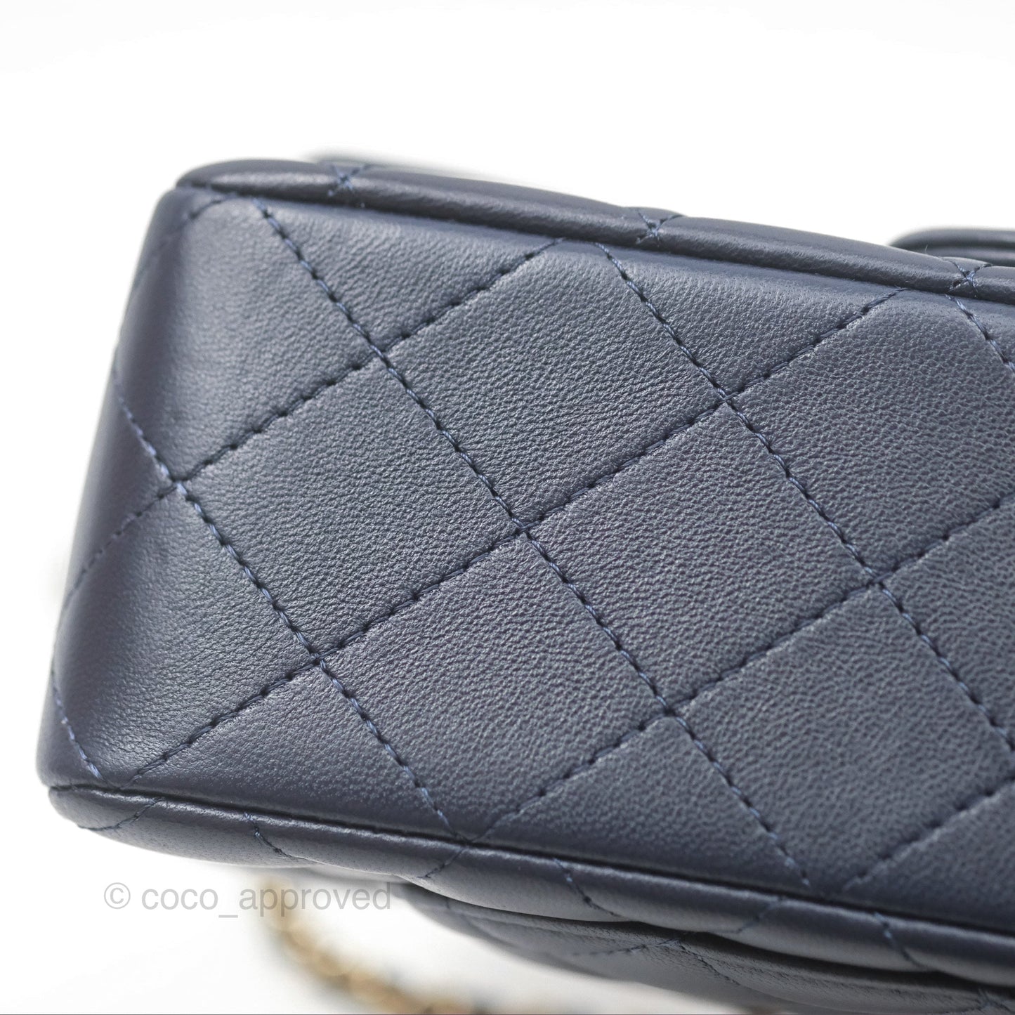 Chanel Top Handle Mini Rectangular Flap Bag Navy Lambskin Gold Hardware