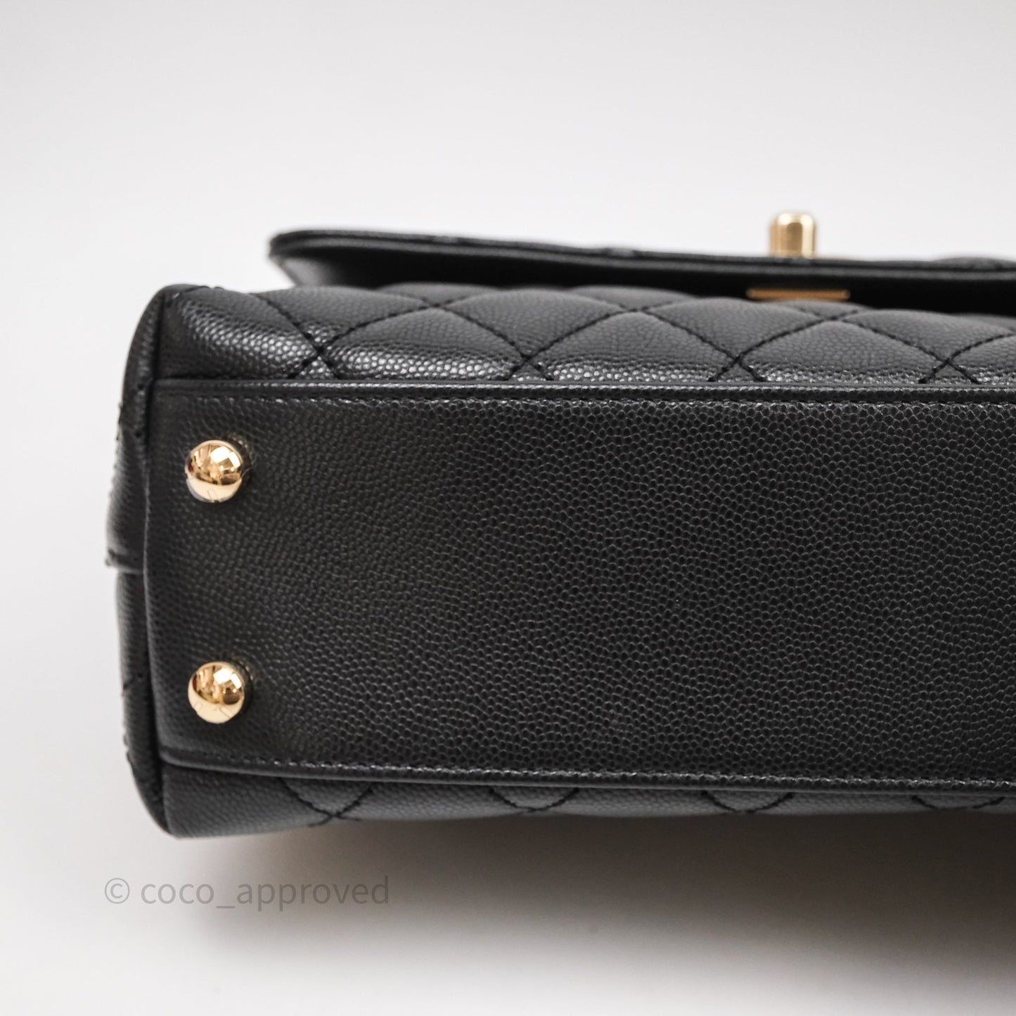 Chanel Small Quilted Coco Handle Black Caviar Gold Hardware