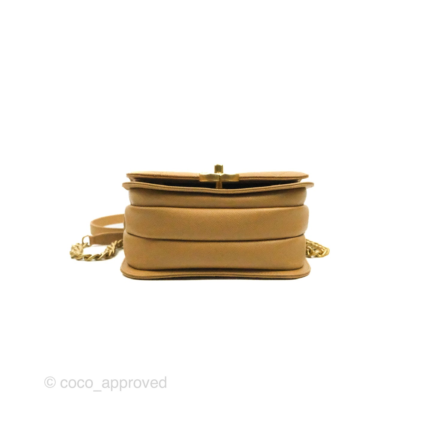 Chanel Mini Messenger Bag Beige Caviar Gold Hardware 21K