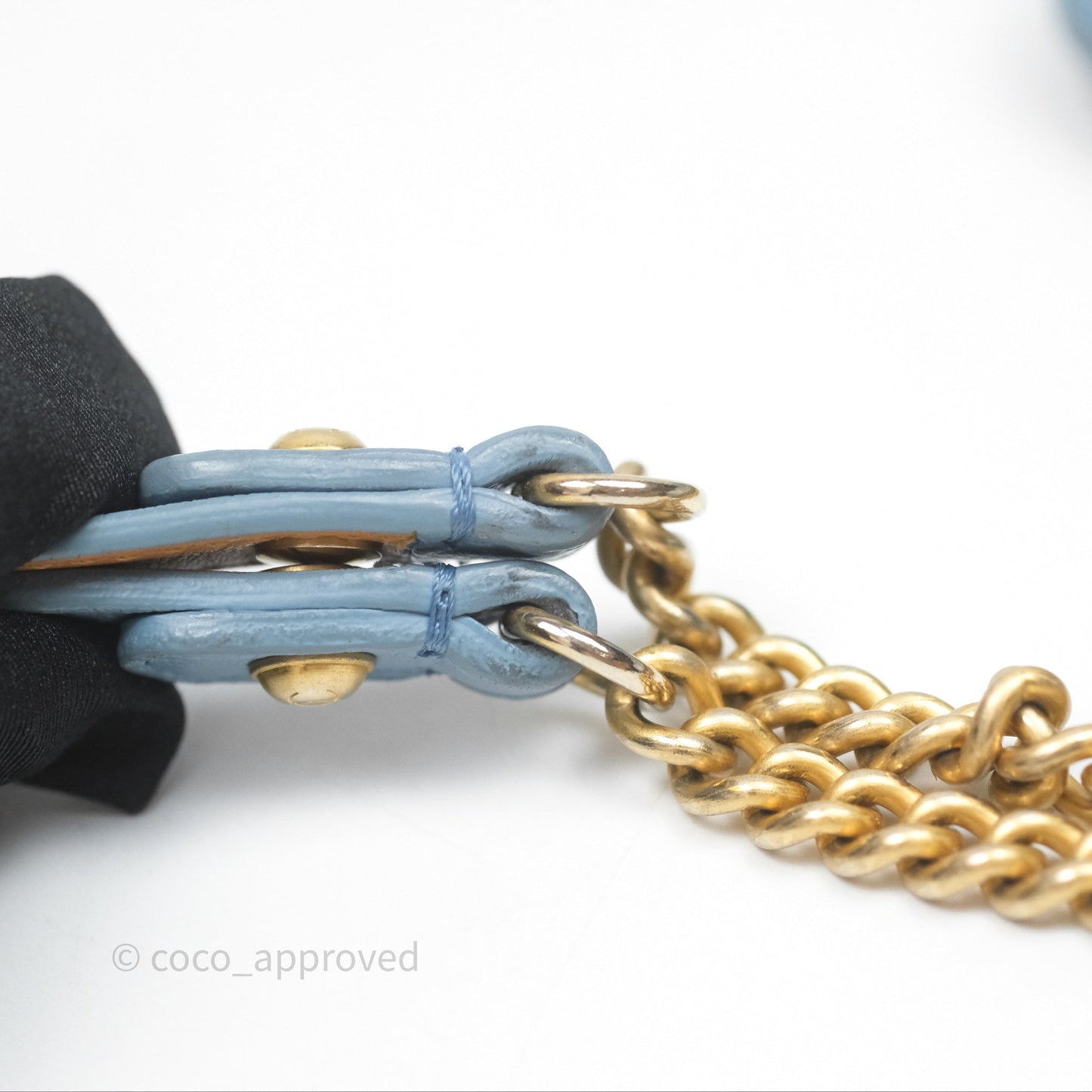 Chanel Curved Flap Bag Blue Lambskin Aged Gold Hardware