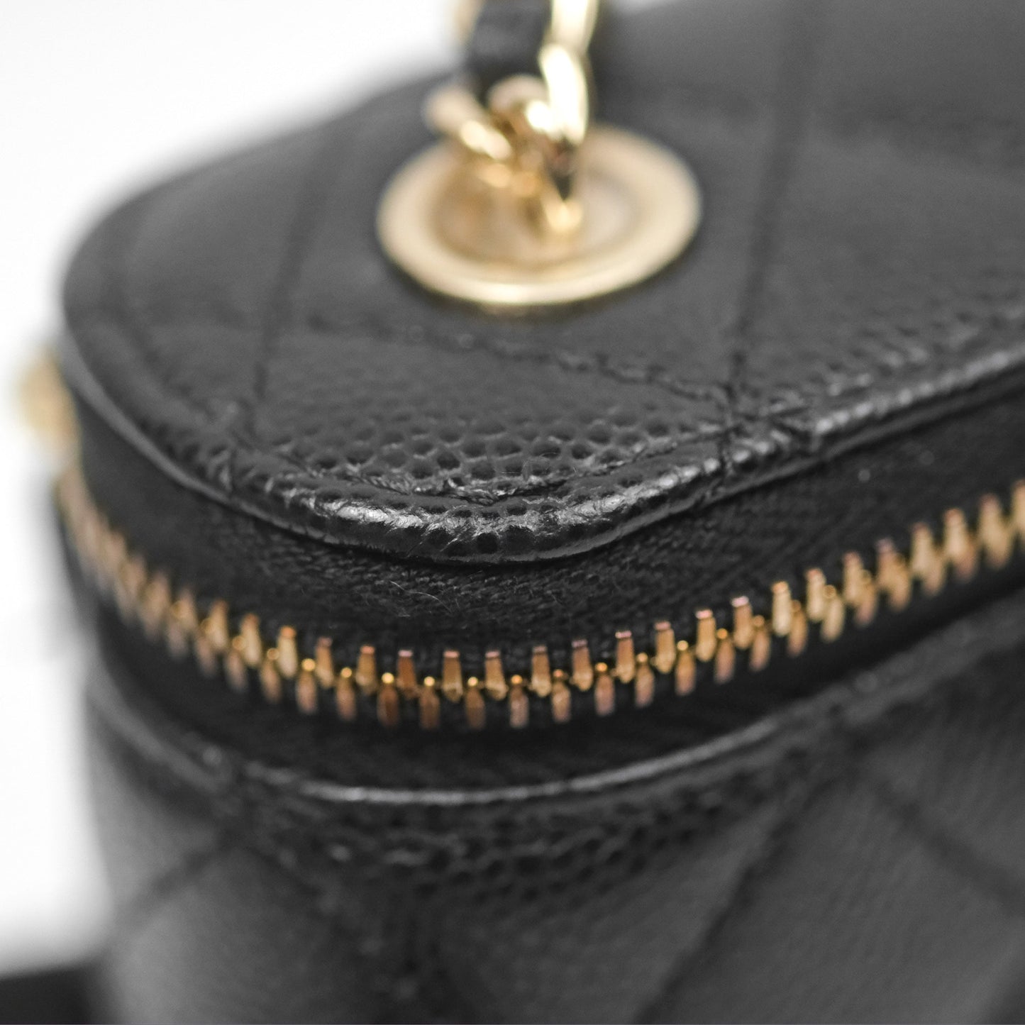 Chanel Classic Mini Vanity With Chain Black Caviar Gold Hardware
