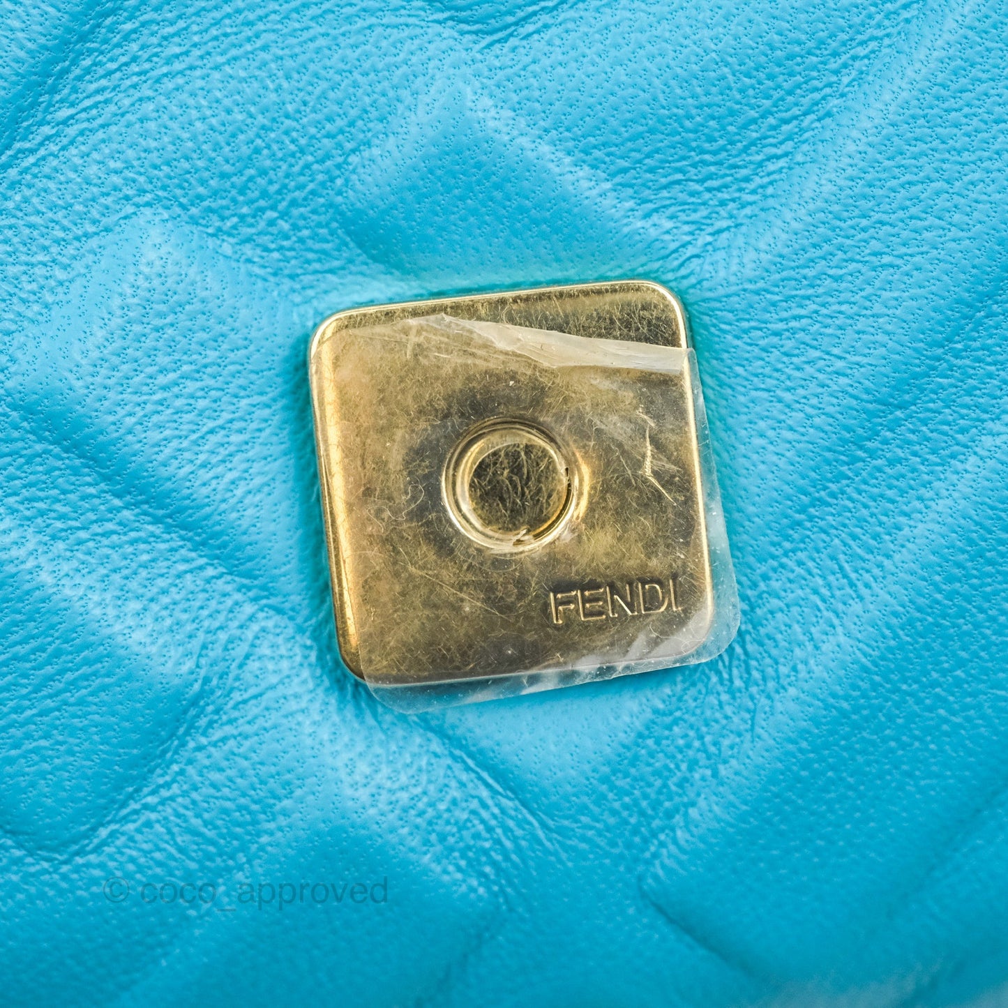 Fendi Medium Baguette Bag Blue Calfskin Gold Hardware