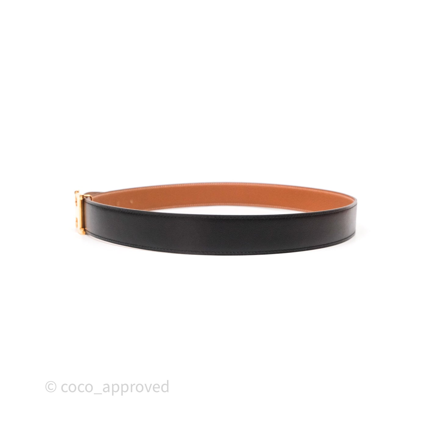 Hermès H Belt Buckle & Reversible Strap Black Gold Hardware
