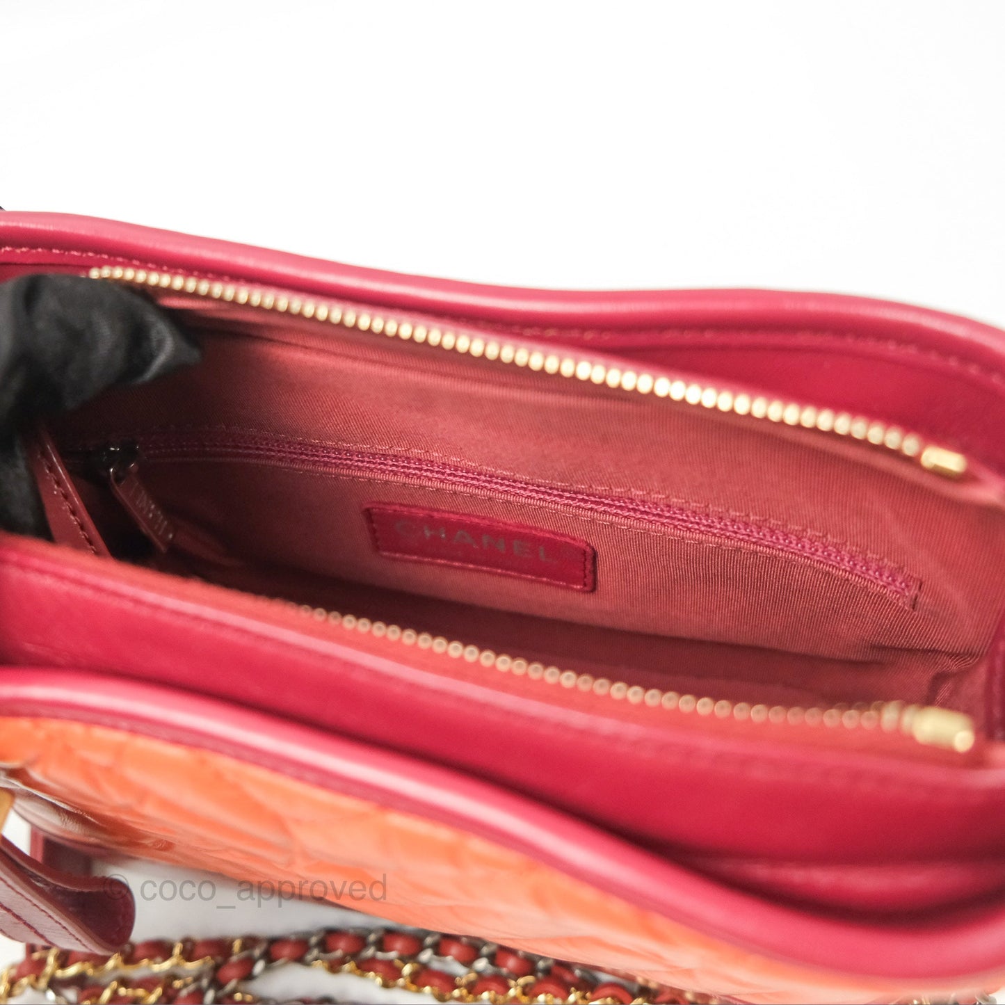 Chanel Small Gabrielle Hobo Chevron Orange Red Aged Calfskin