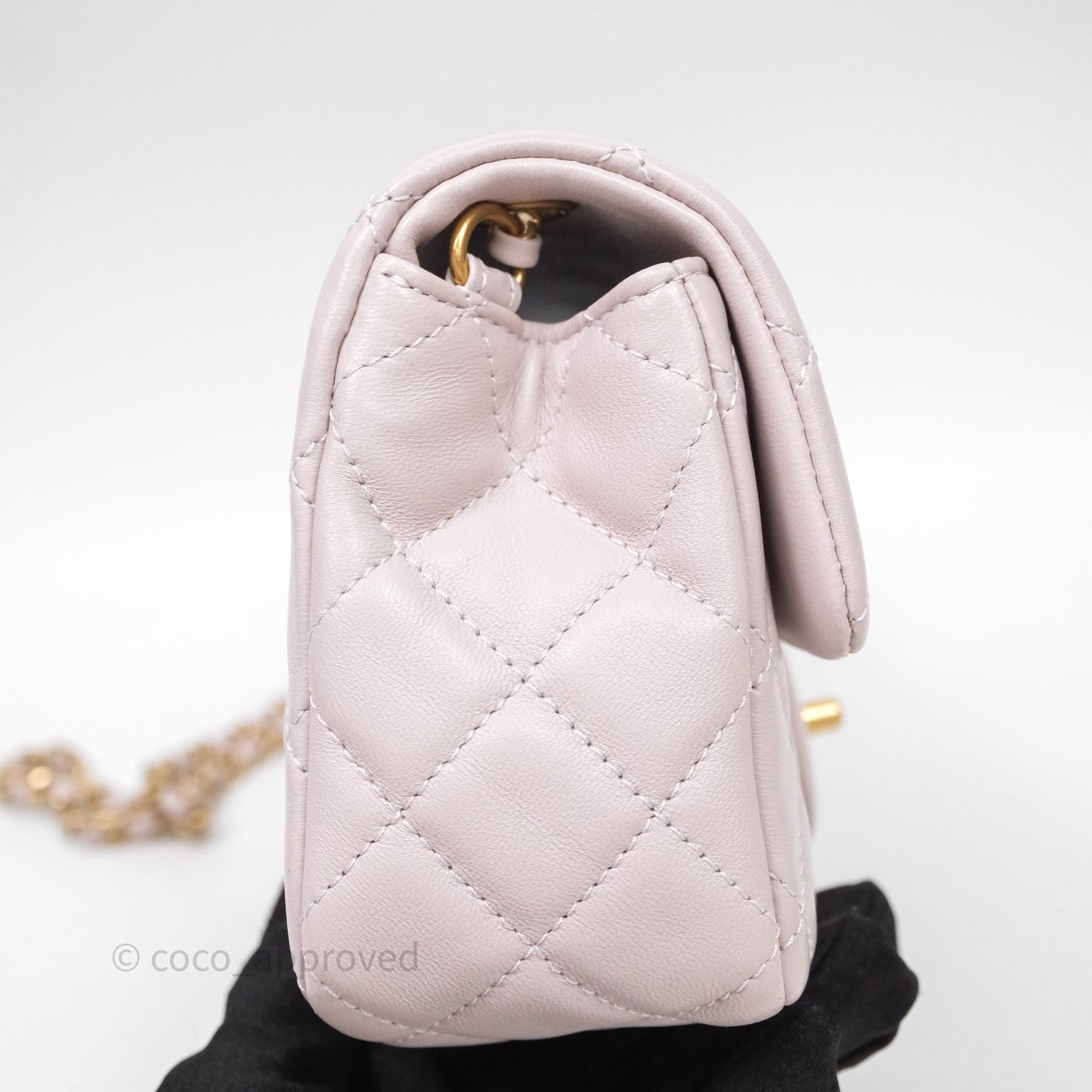 Chanel Mini Rectangular Pearl Crush Lilac Lambskin Aged Gold Hardware